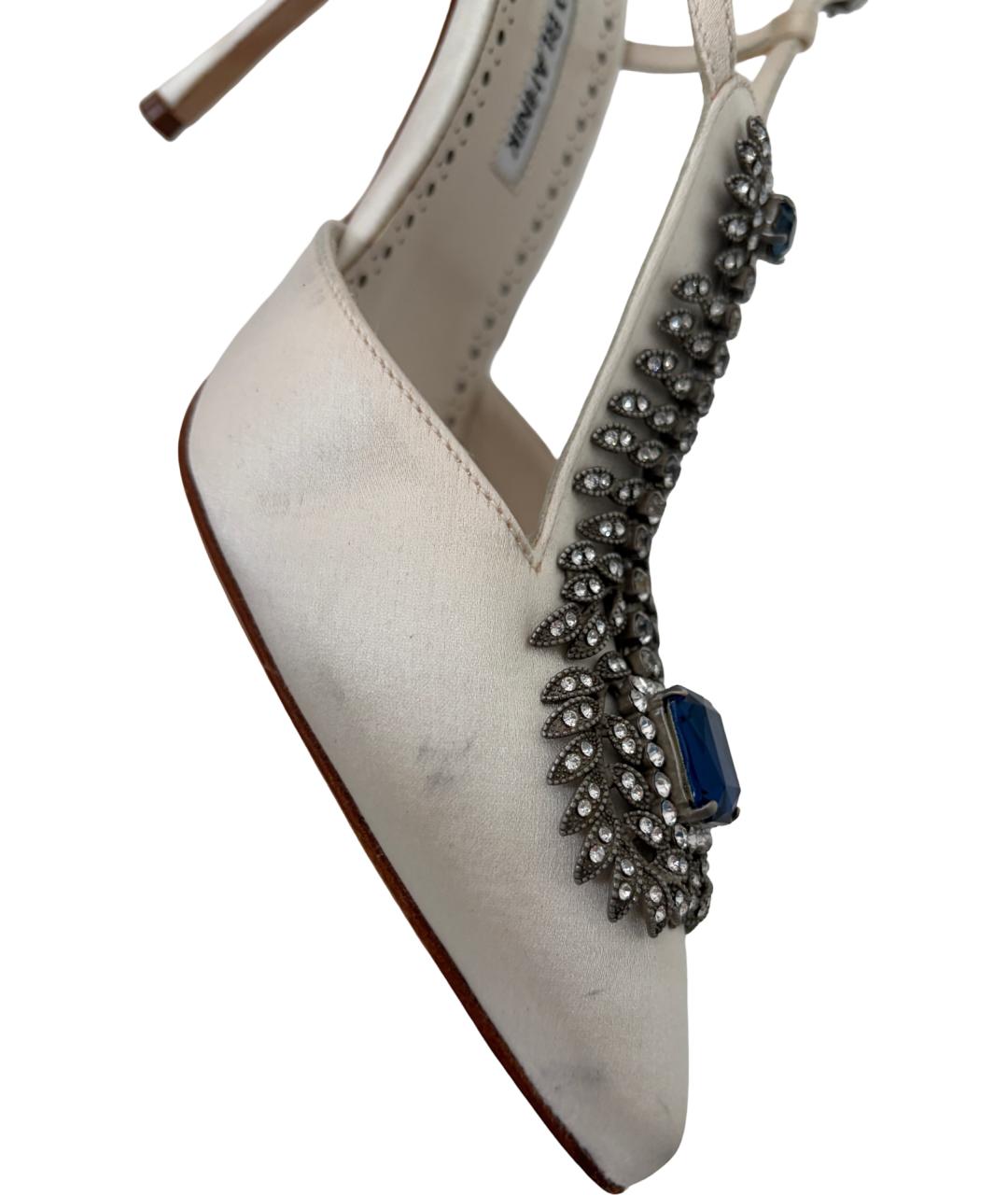 MANOLO BLAHNIK Белые текстильные туфли, фото 5