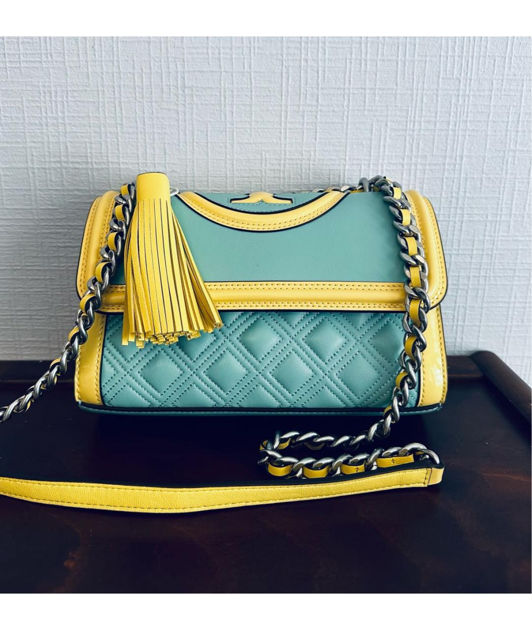 TORY BURCH Голубая кожаная сумка через плечо, фото 2
