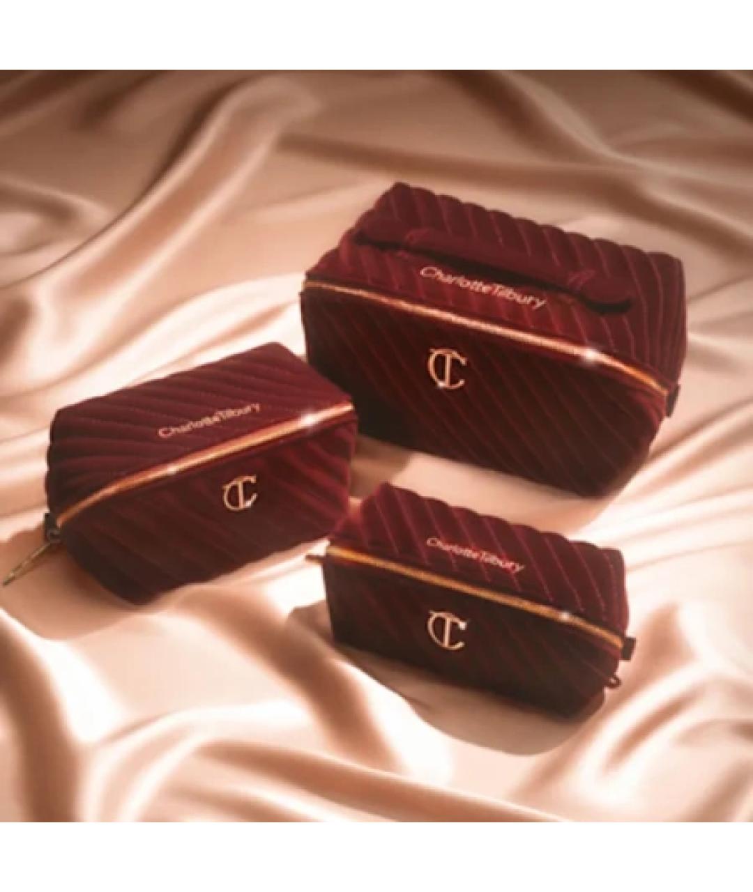 CHARLOTTE TILBURY Бордовая бархатная косметичка, фото 3