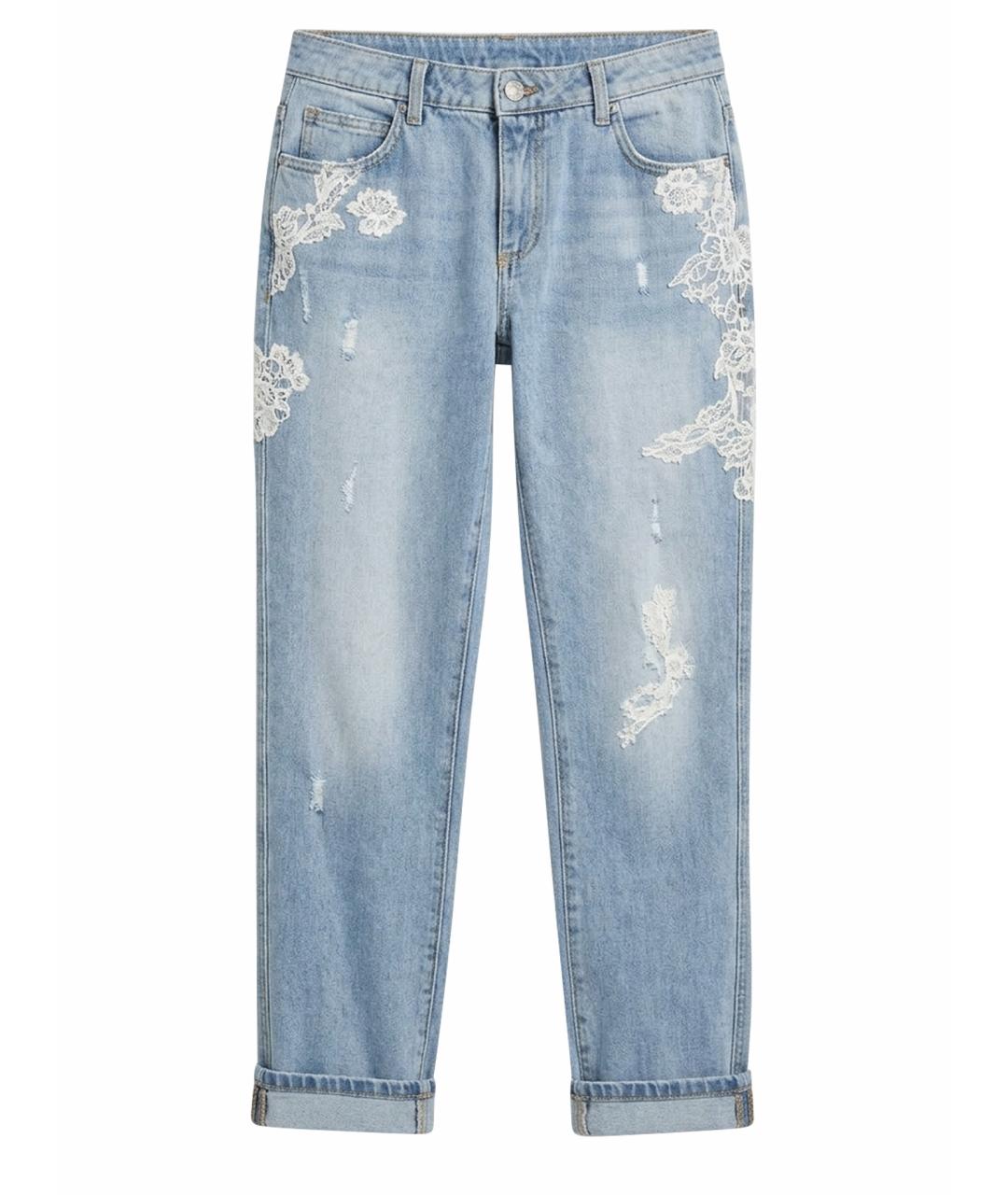 ERMANNO SCERVINO Голубые хлопковые прямые джинсы, фото 1