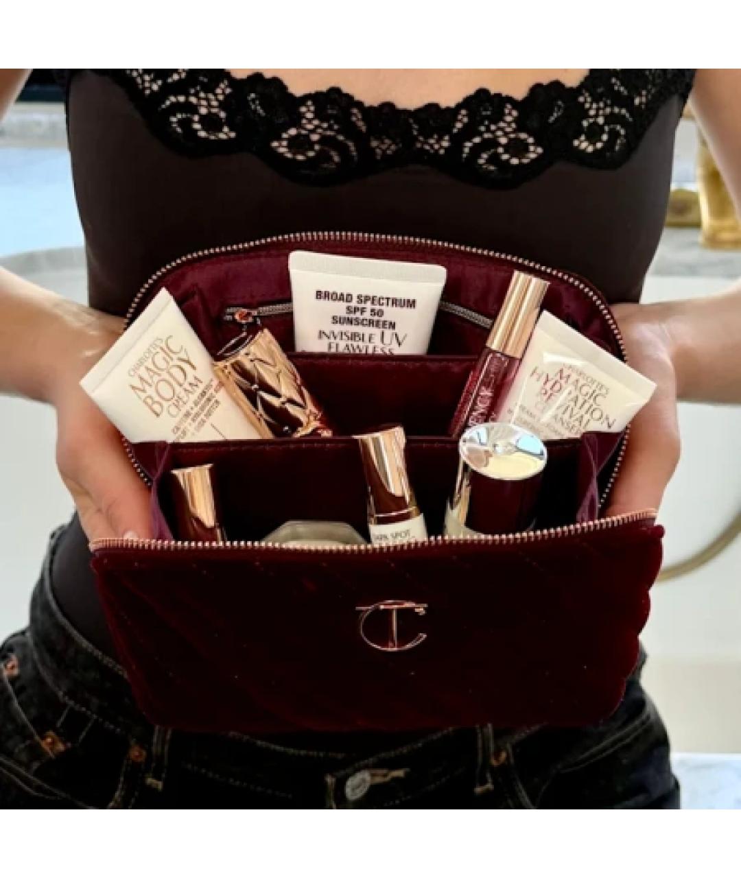 CHARLOTTE TILBURY Бордовая бархатная косметичка, фото 3