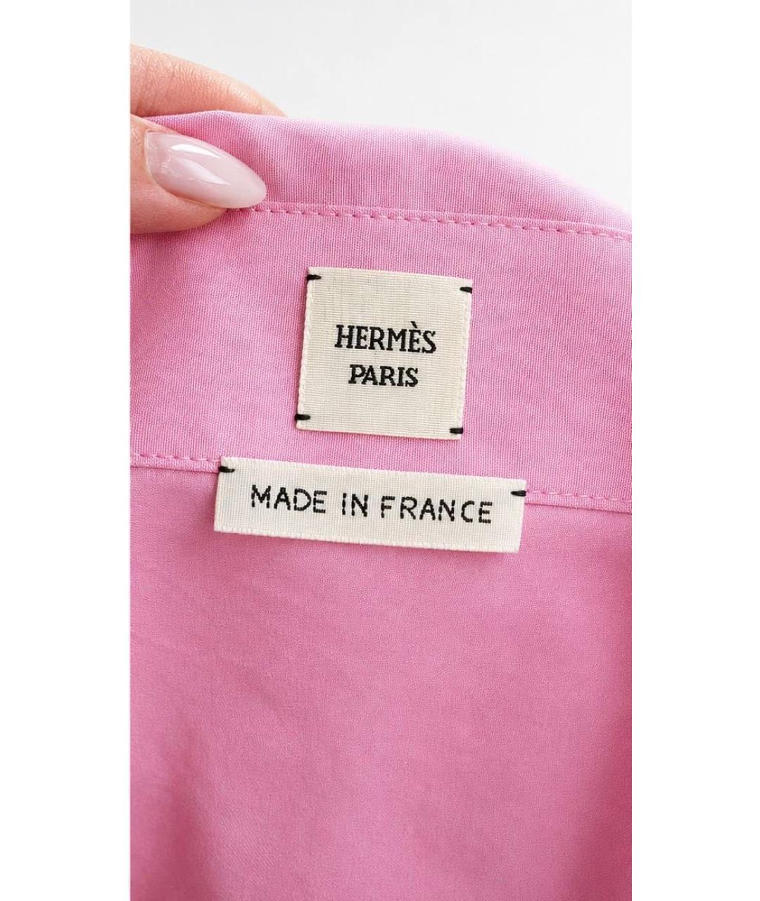 HERMES Розовая хлопковая рубашка, фото 5