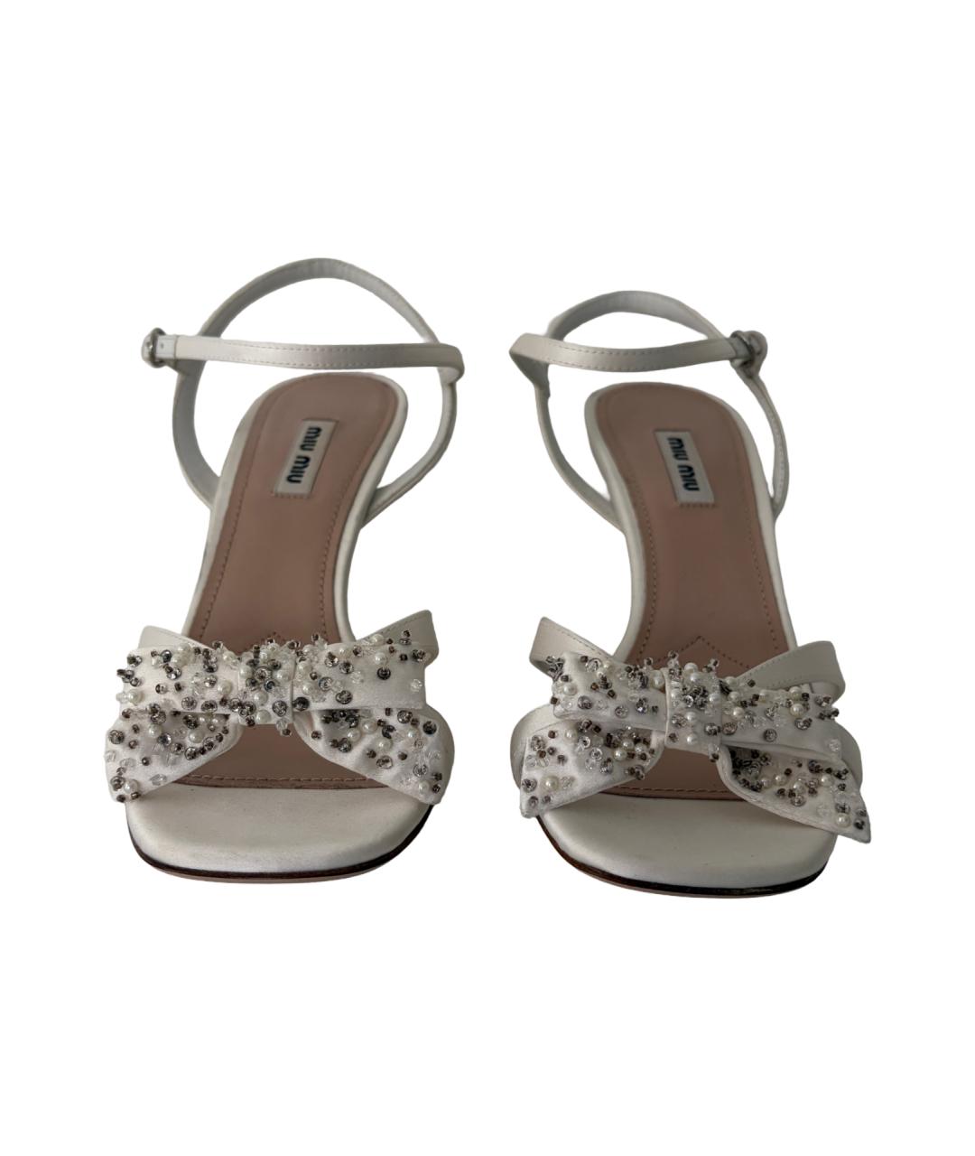 MIU MIU Белые текстильные босоножки, фото 3