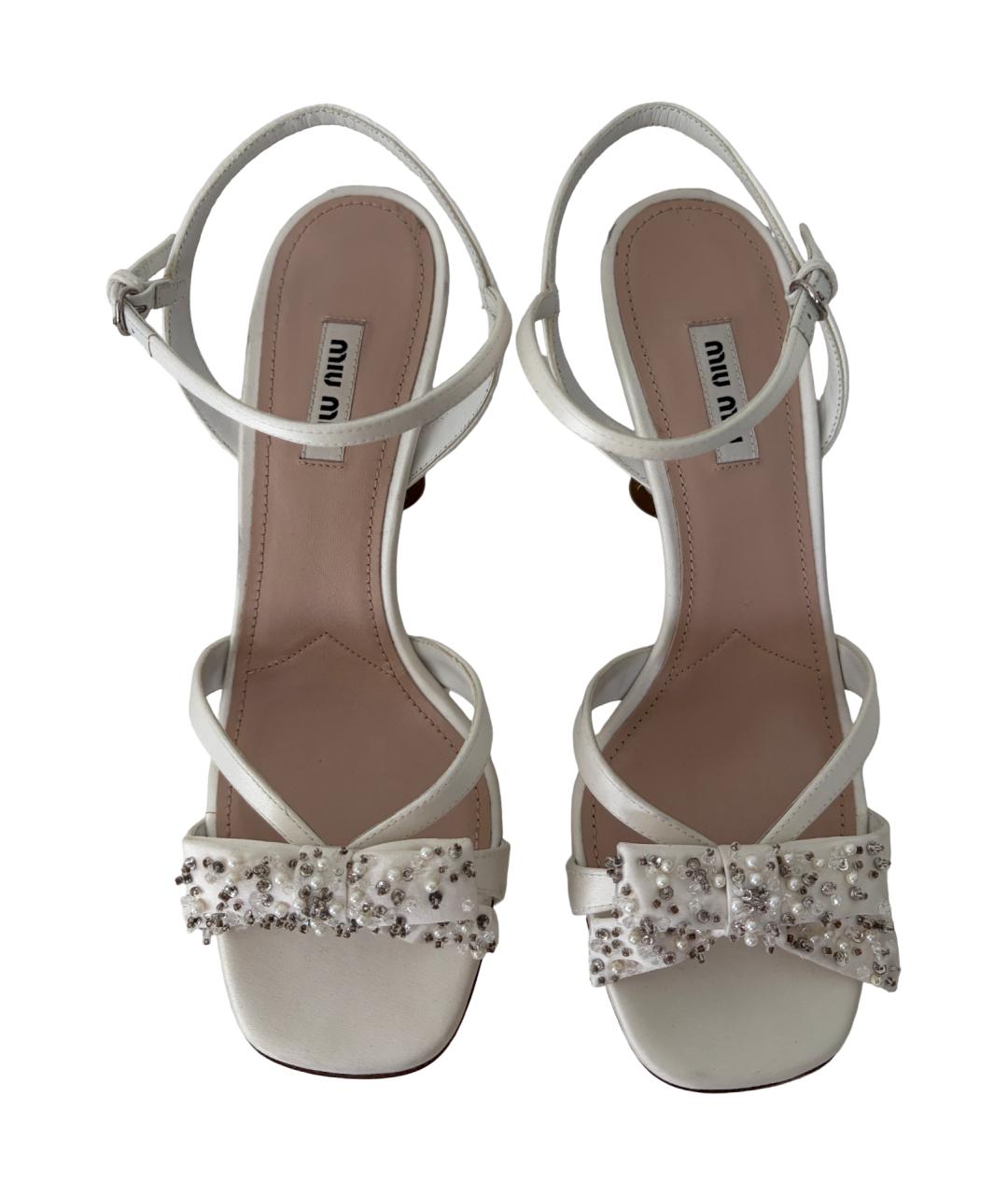MIU MIU Белые текстильные босоножки, фото 4