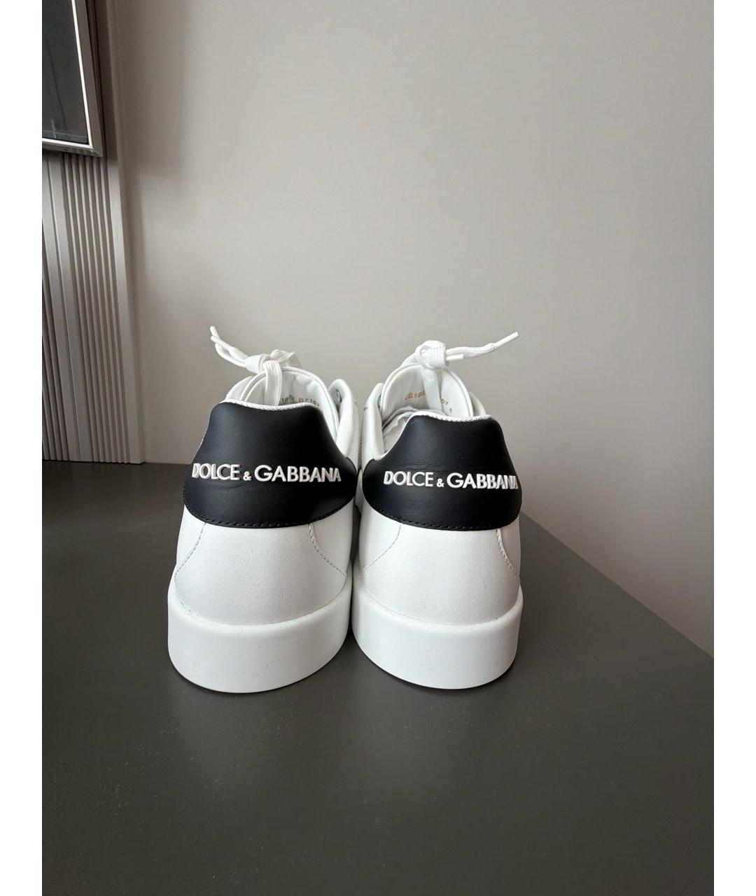 DOLCE&GABBANA Белые кожаные низкие кроссовки / кеды, фото 4