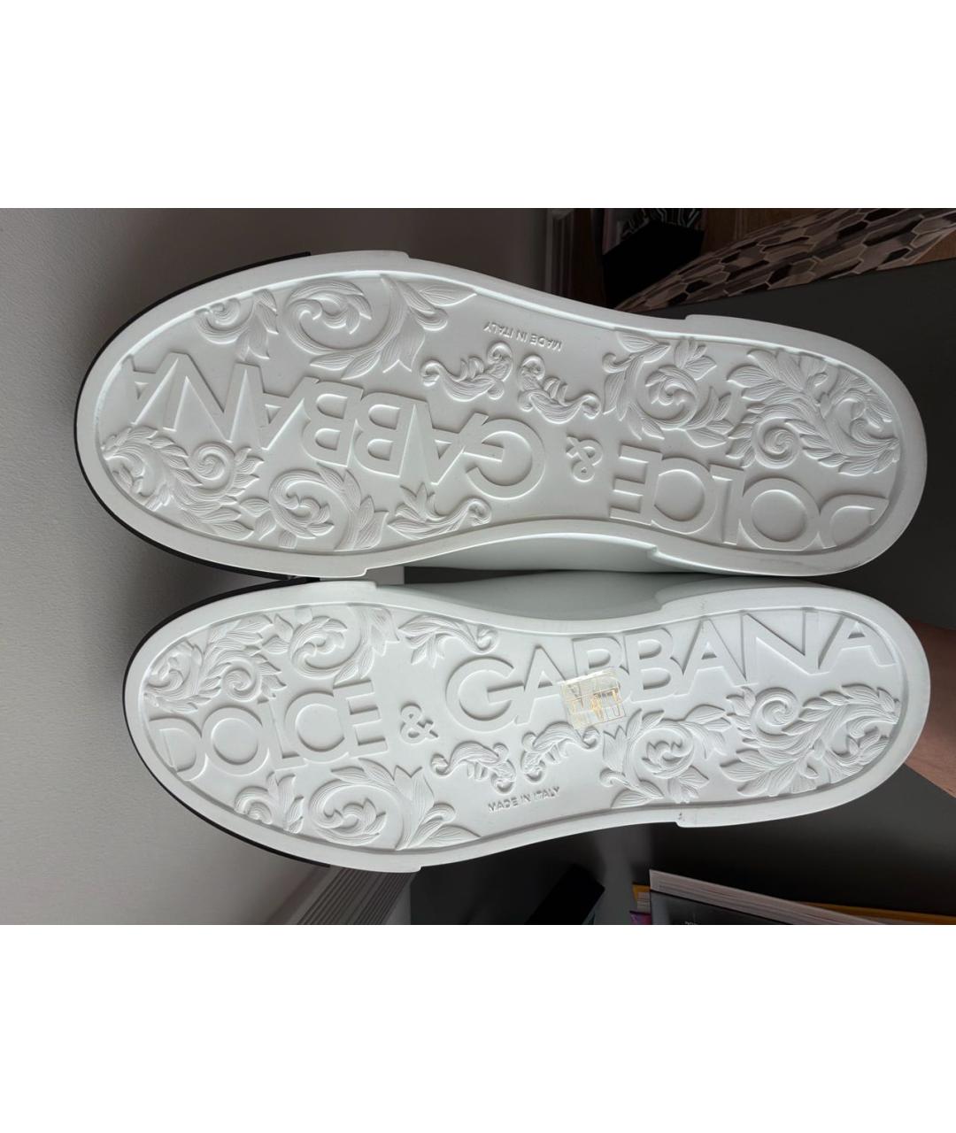 DOLCE&GABBANA Белые кожаные низкие кроссовки / кеды, фото 6