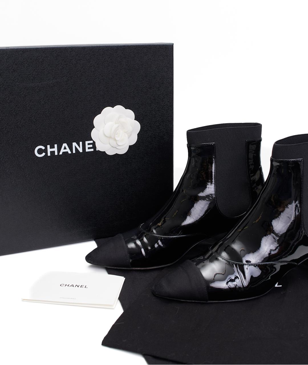 CHANEL Черные кожаные ботильоны, фото 7