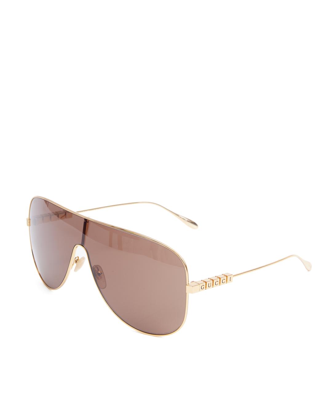GUCCI Золотые металлические солнцезащитные очки, фото 2