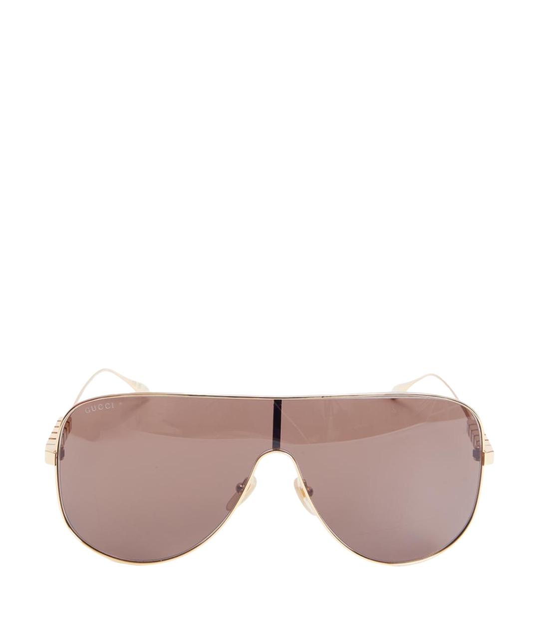 GUCCI Золотые металлические солнцезащитные очки, фото 1