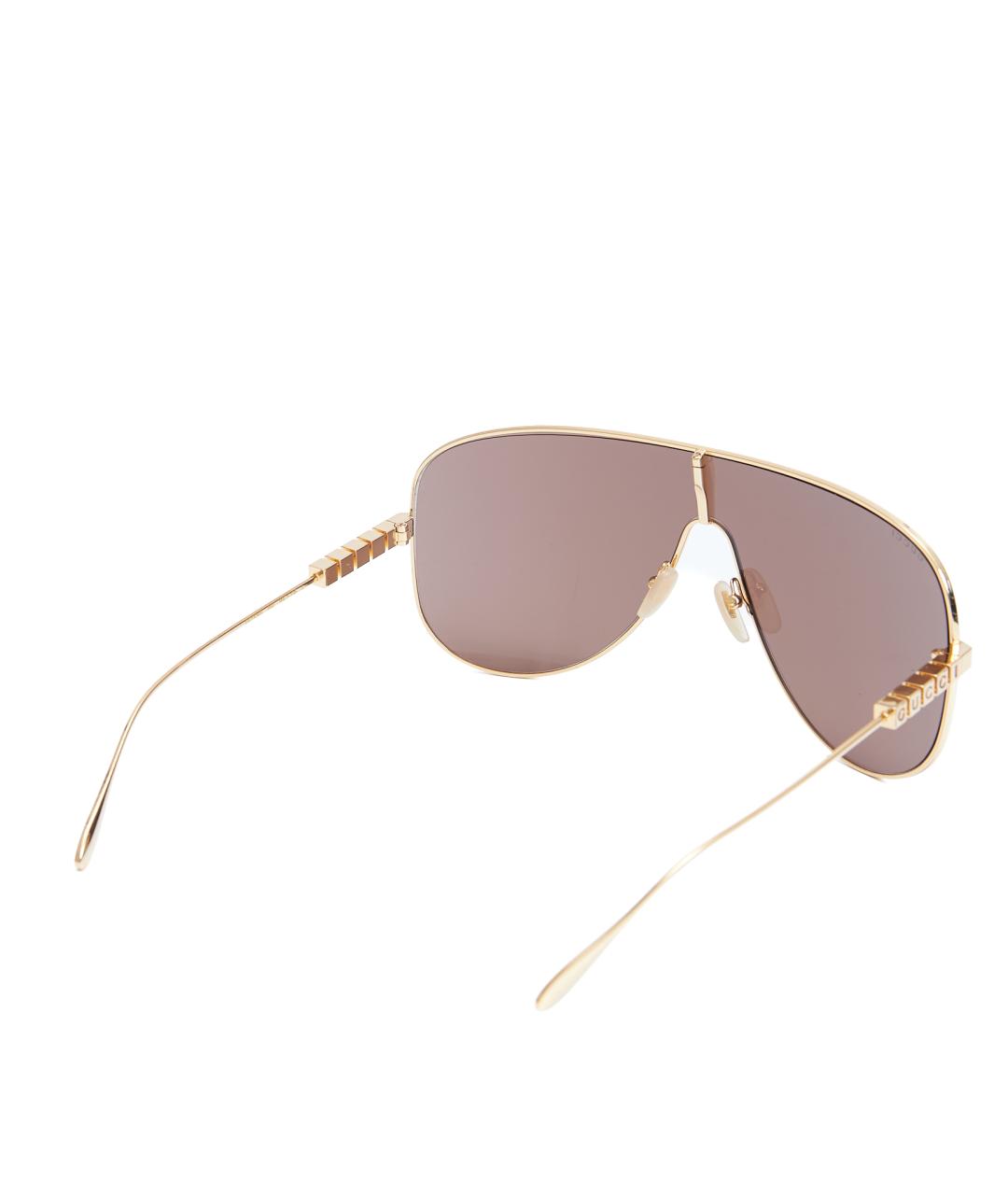 GUCCI Золотые металлические солнцезащитные очки, фото 4