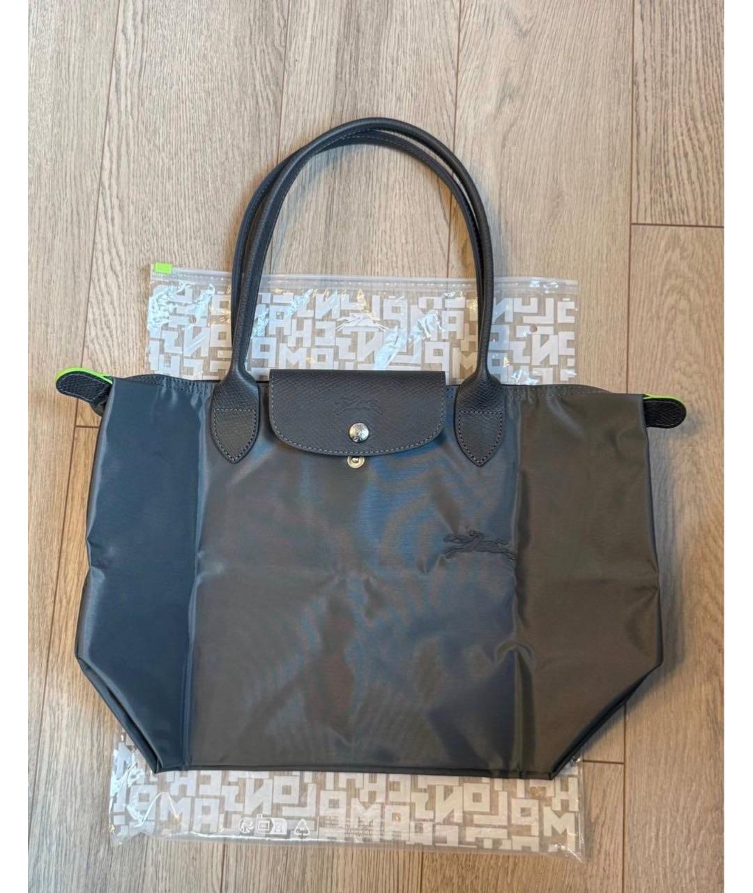 LONGCHAMP Антрацитовая тканевая сумка тоут, фото 2