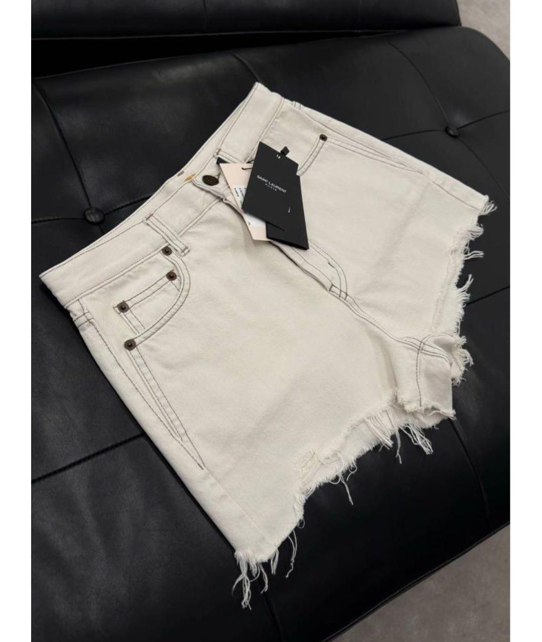 SAINT LAURENT Белые хлопковые шорты, фото 6