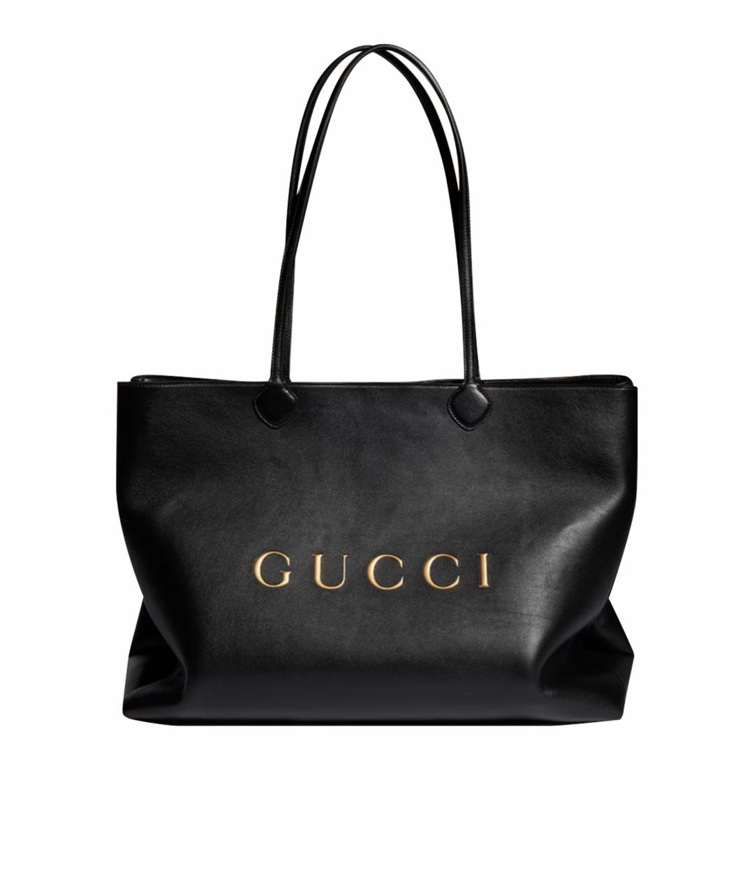 GUCCI Черная кожаная сумка тоут, фото 1