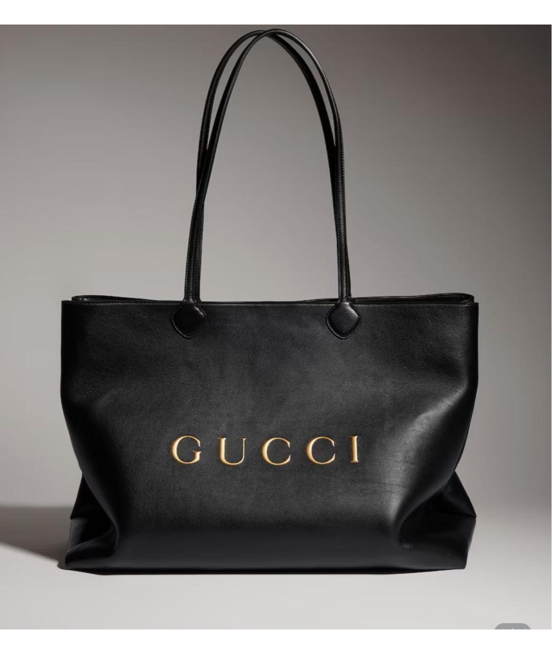 GUCCI Черная кожаная сумка тоут, фото 4
