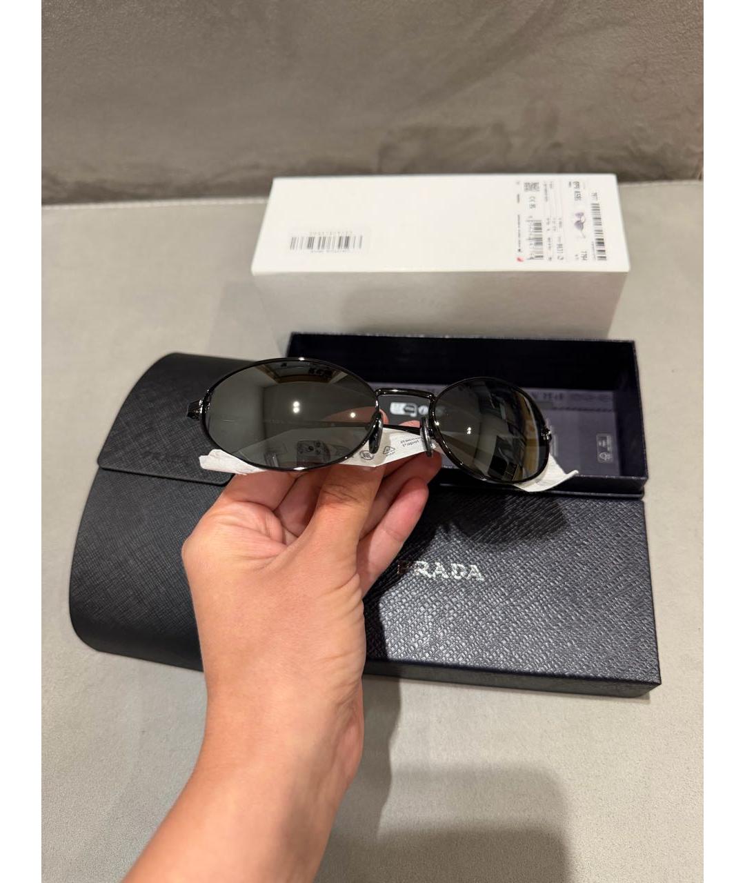 PRADA Черные металлические солнцезащитные очки, фото 4