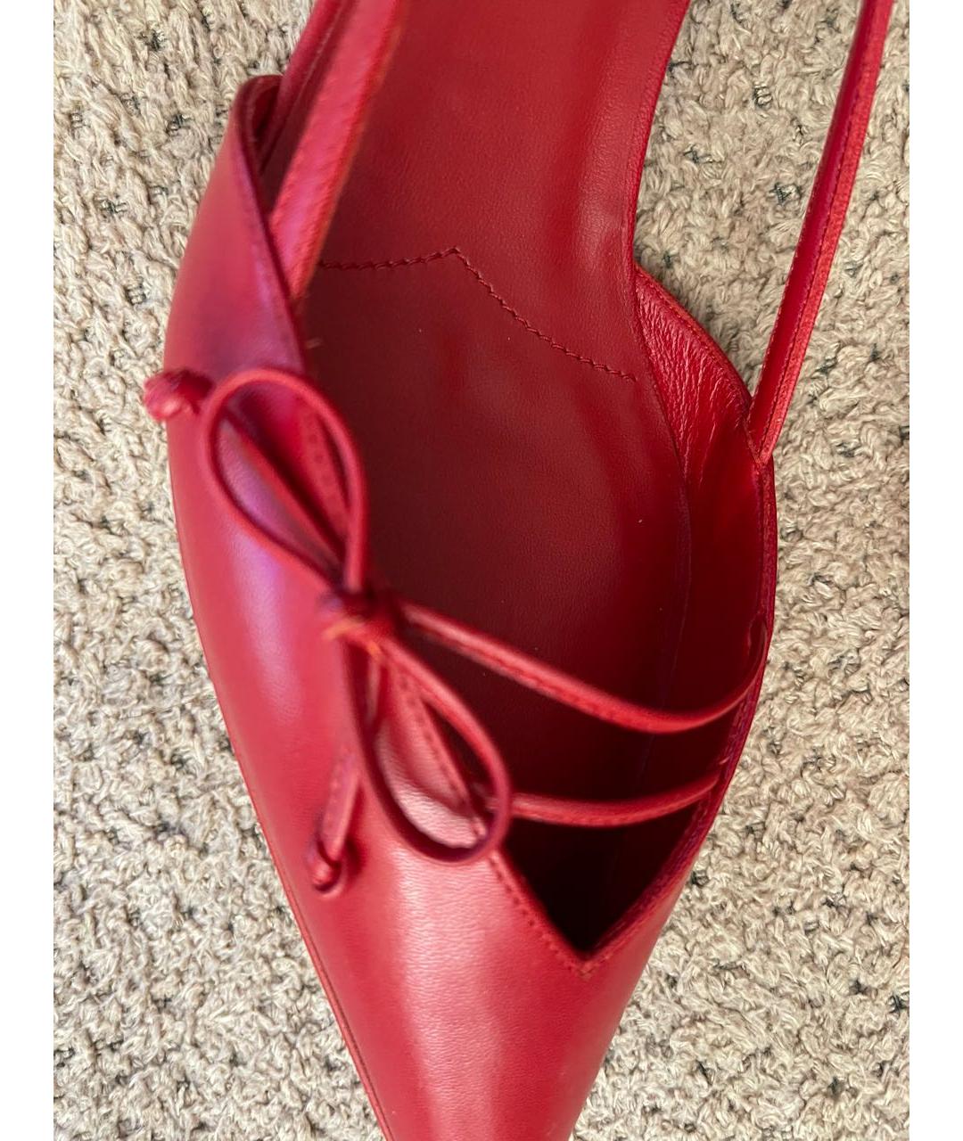 PRADA Красные кожаные лодочки на низком каблуке, фото 7