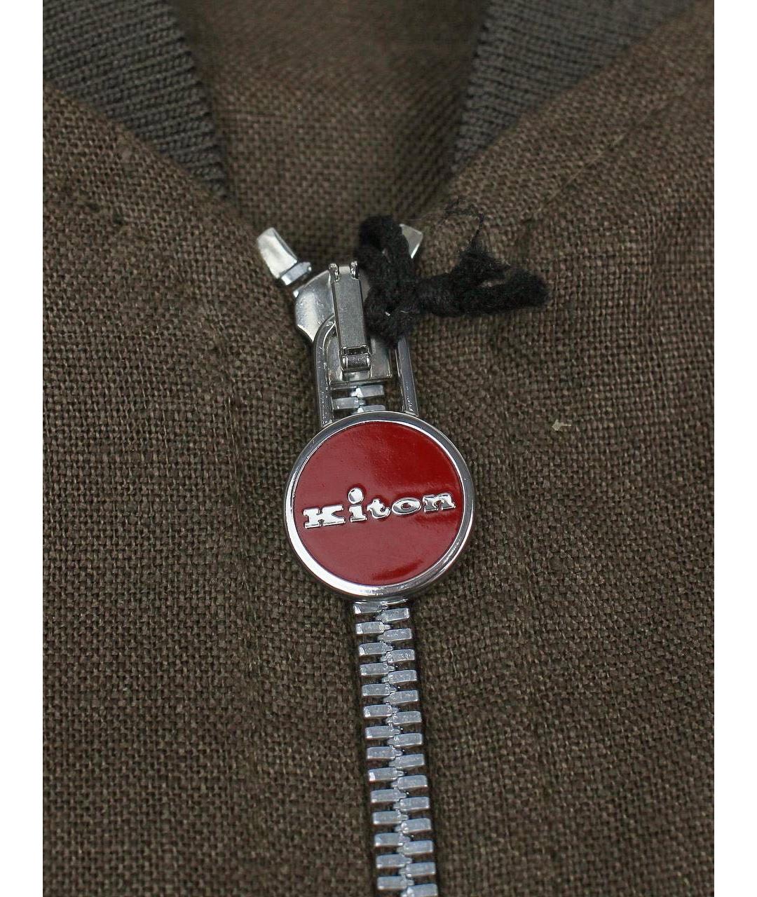 KITON Коричневая льняная куртка, фото 3