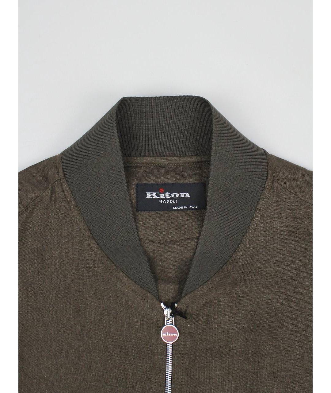 KITON Коричневая льняная куртка, фото 4