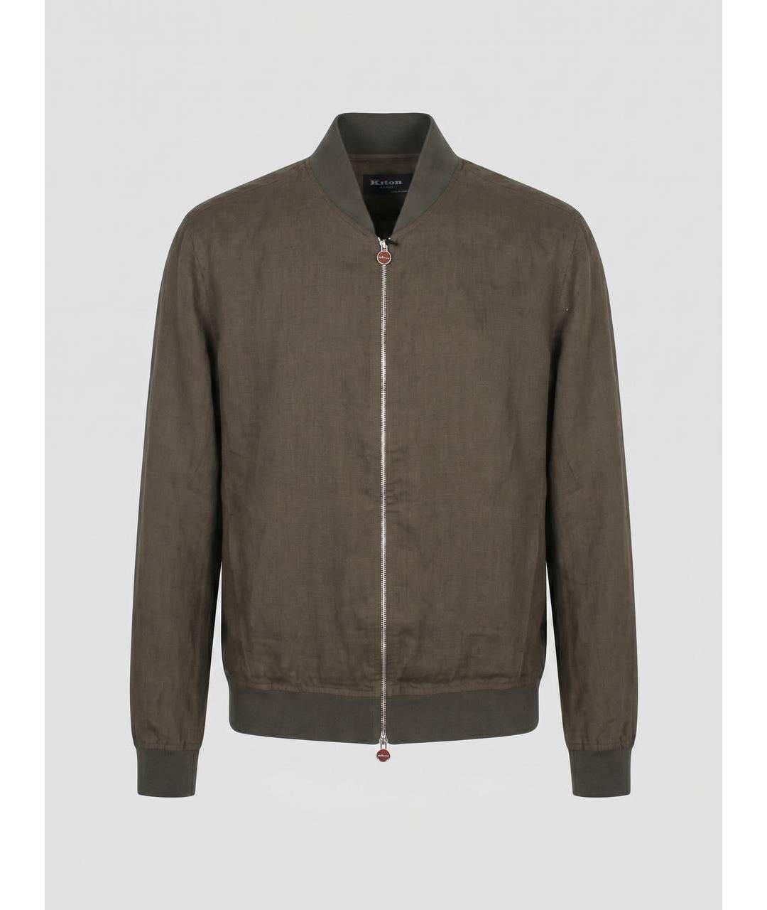 KITON Коричневая льняная куртка, фото 9