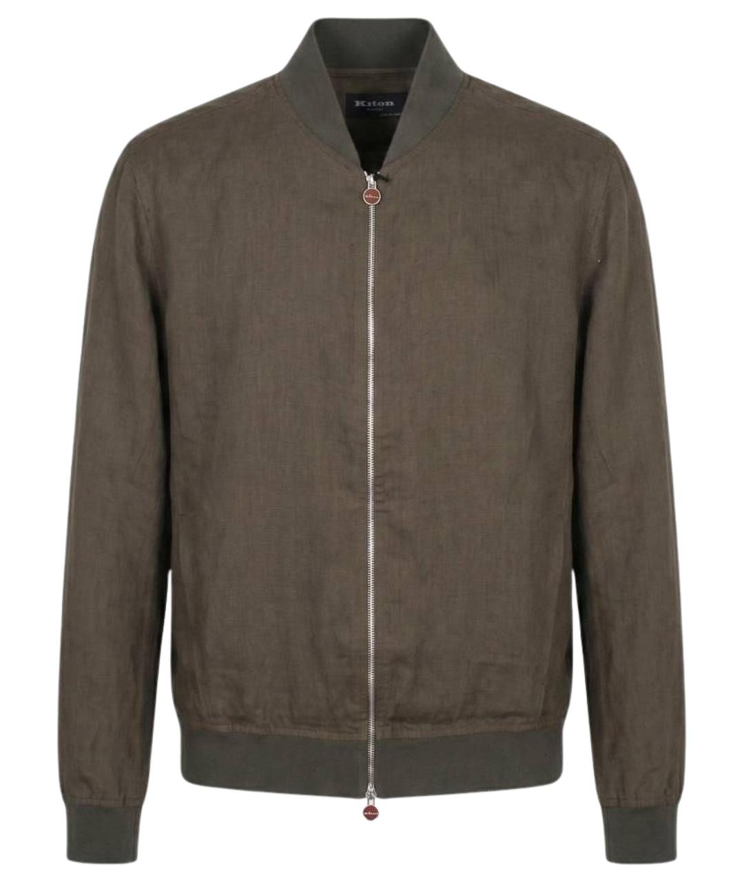 KITON Коричневая льняная куртка, фото 1