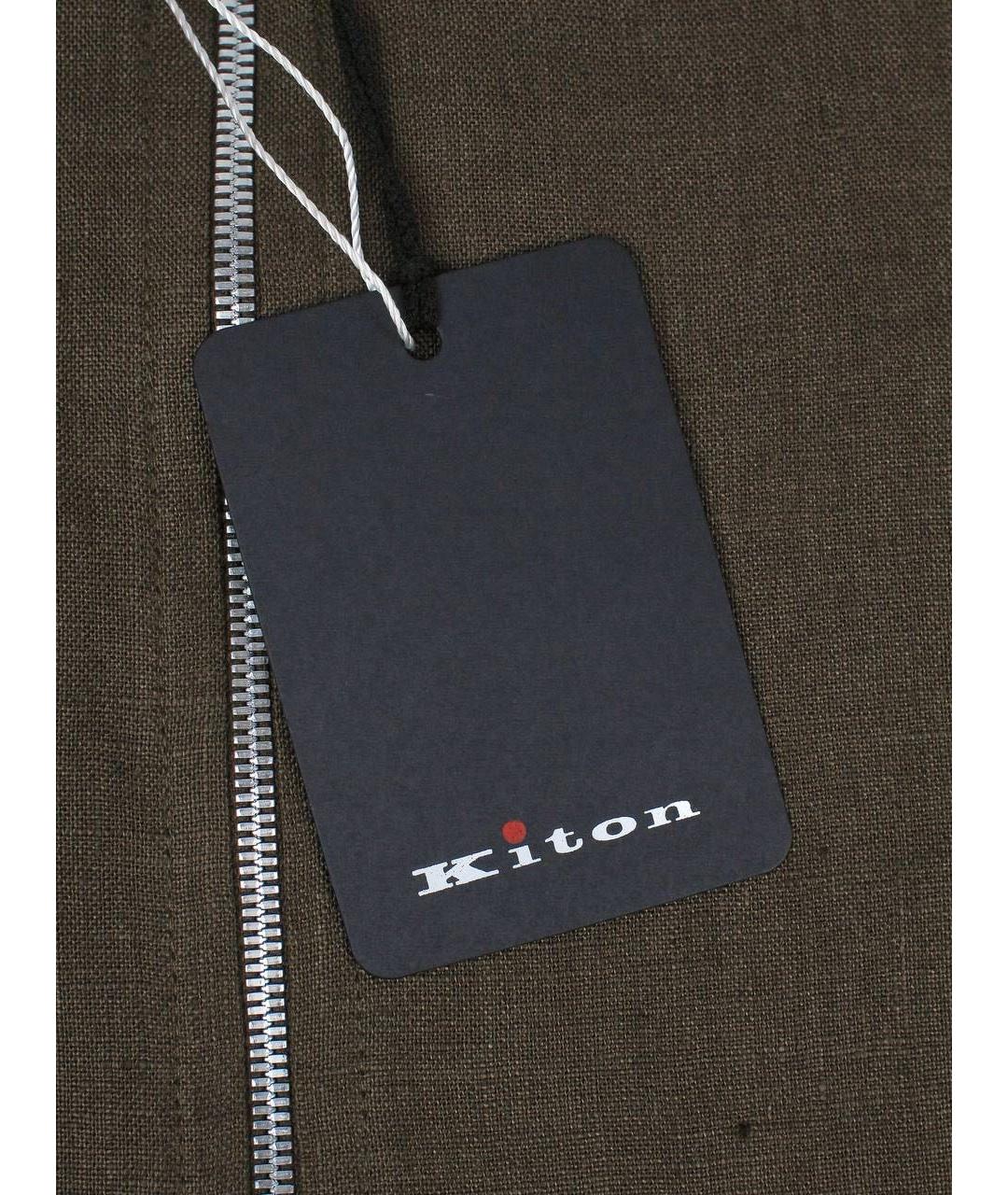 KITON Коричневая льняная куртка, фото 5