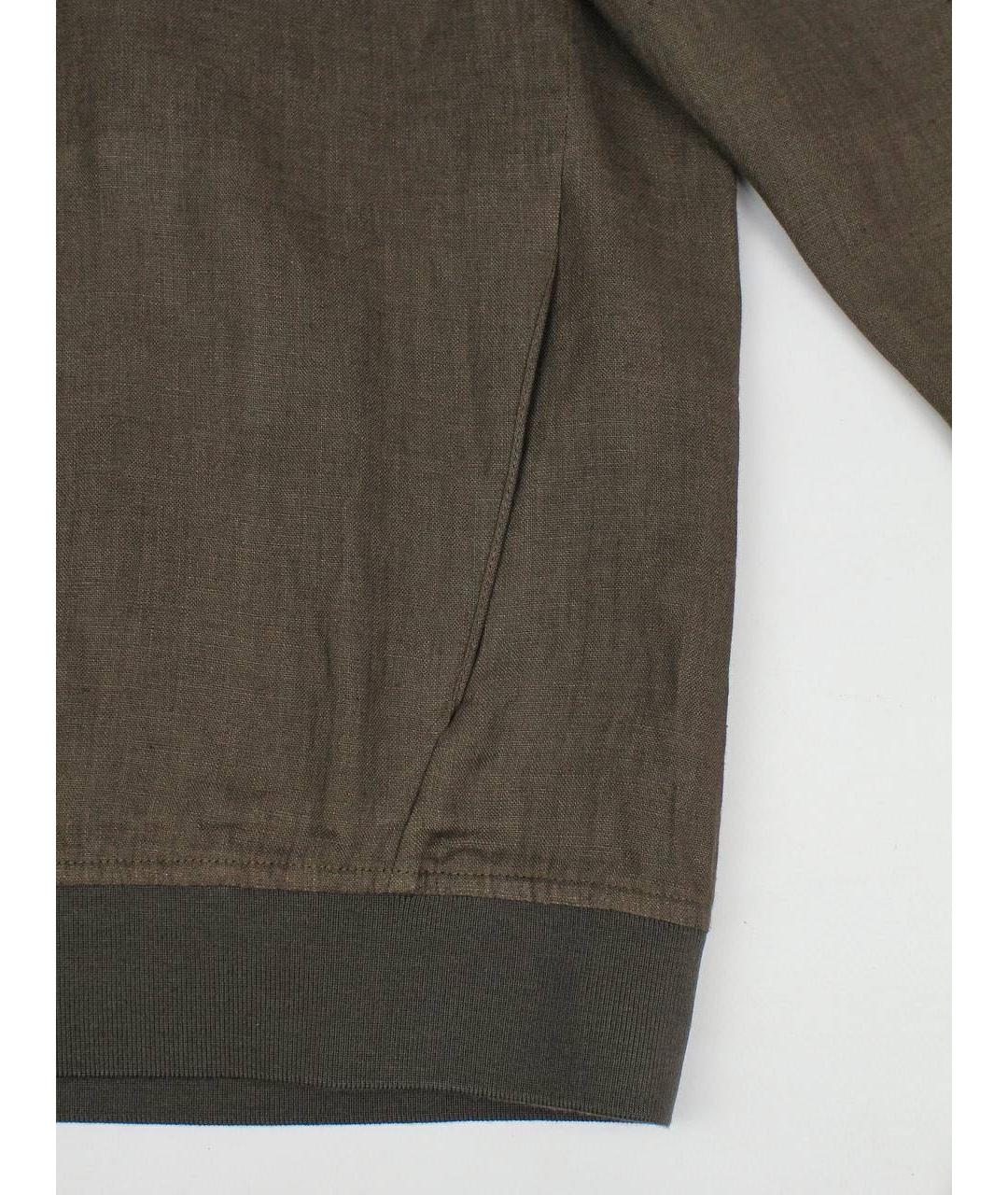 KITON Коричневая льняная куртка, фото 6