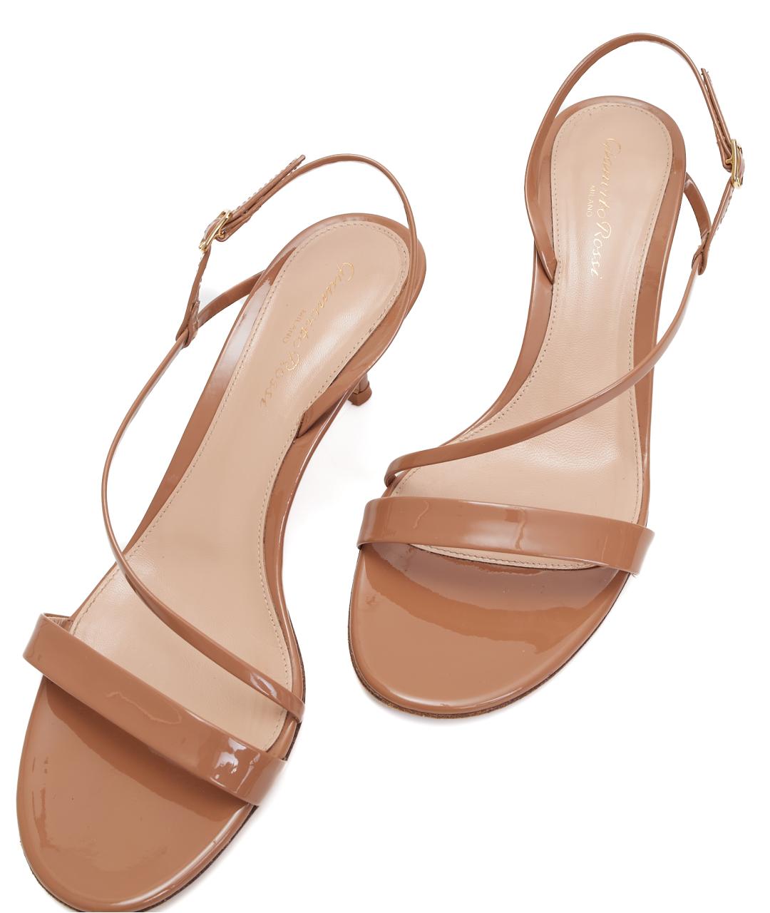 GIANVITO ROSSI Бежевые кожаные босоножки, фото 3