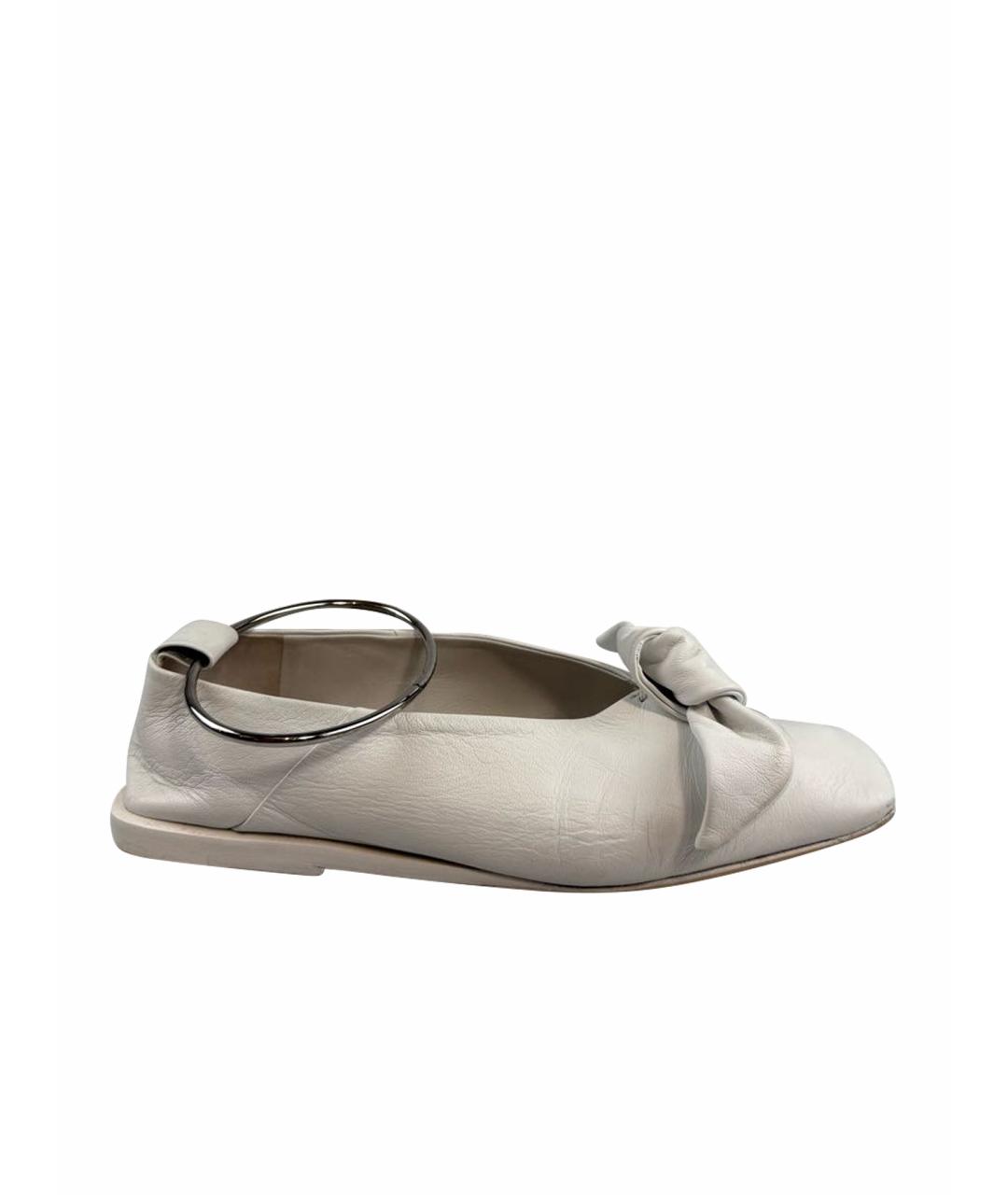 JIL SANDER Белые кожаные балетки, фото 1