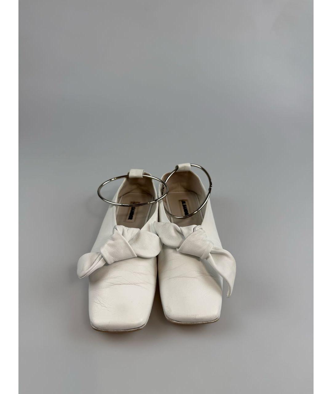 JIL SANDER Белые кожаные балетки, фото 2