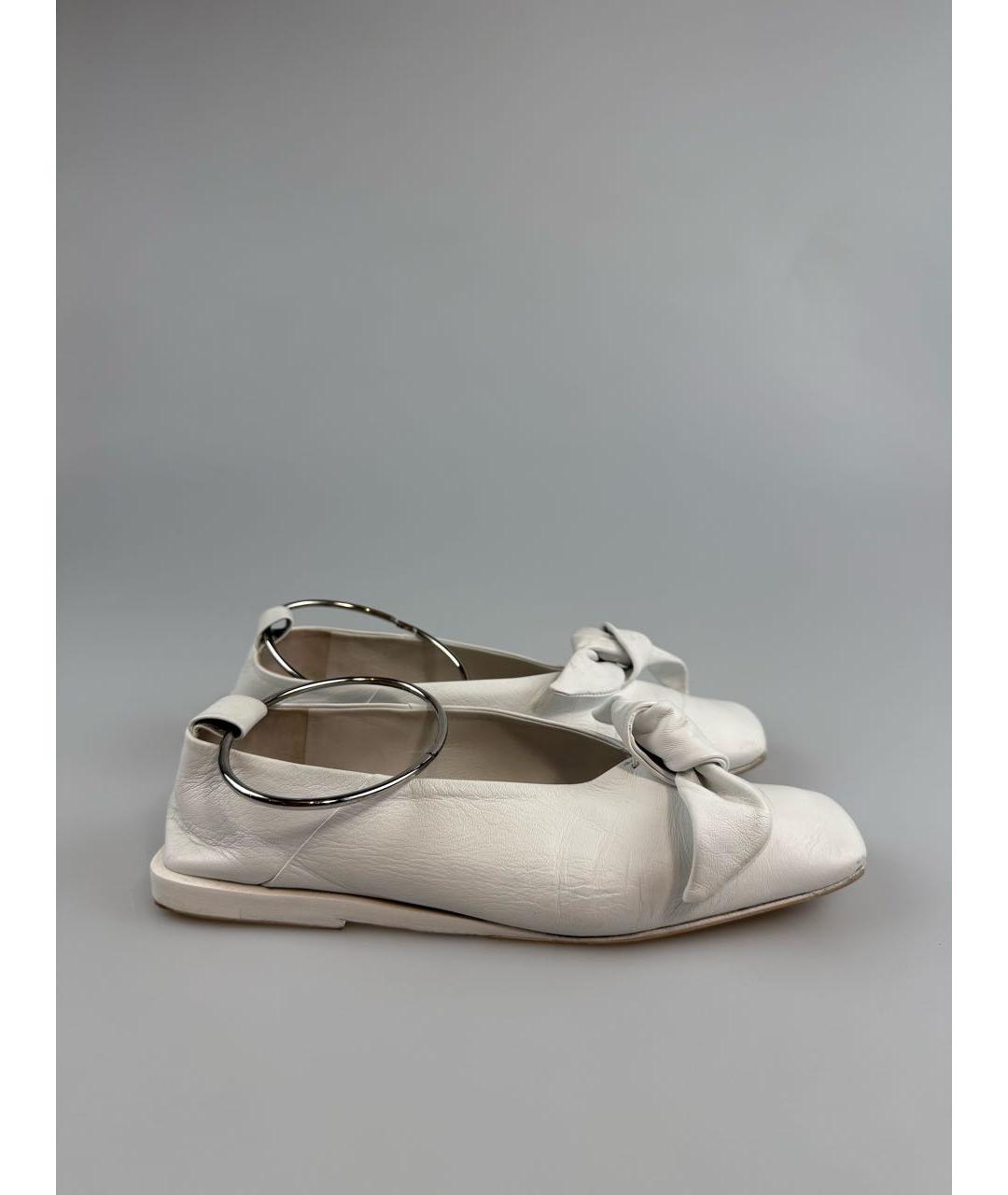 JIL SANDER Белые кожаные балетки, фото 5