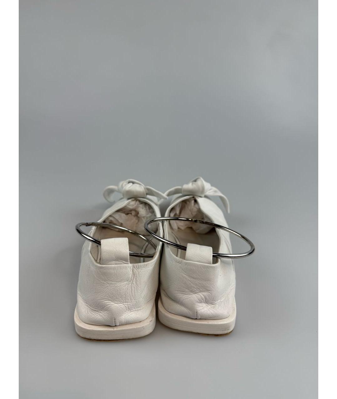 JIL SANDER Белые кожаные балетки, фото 3