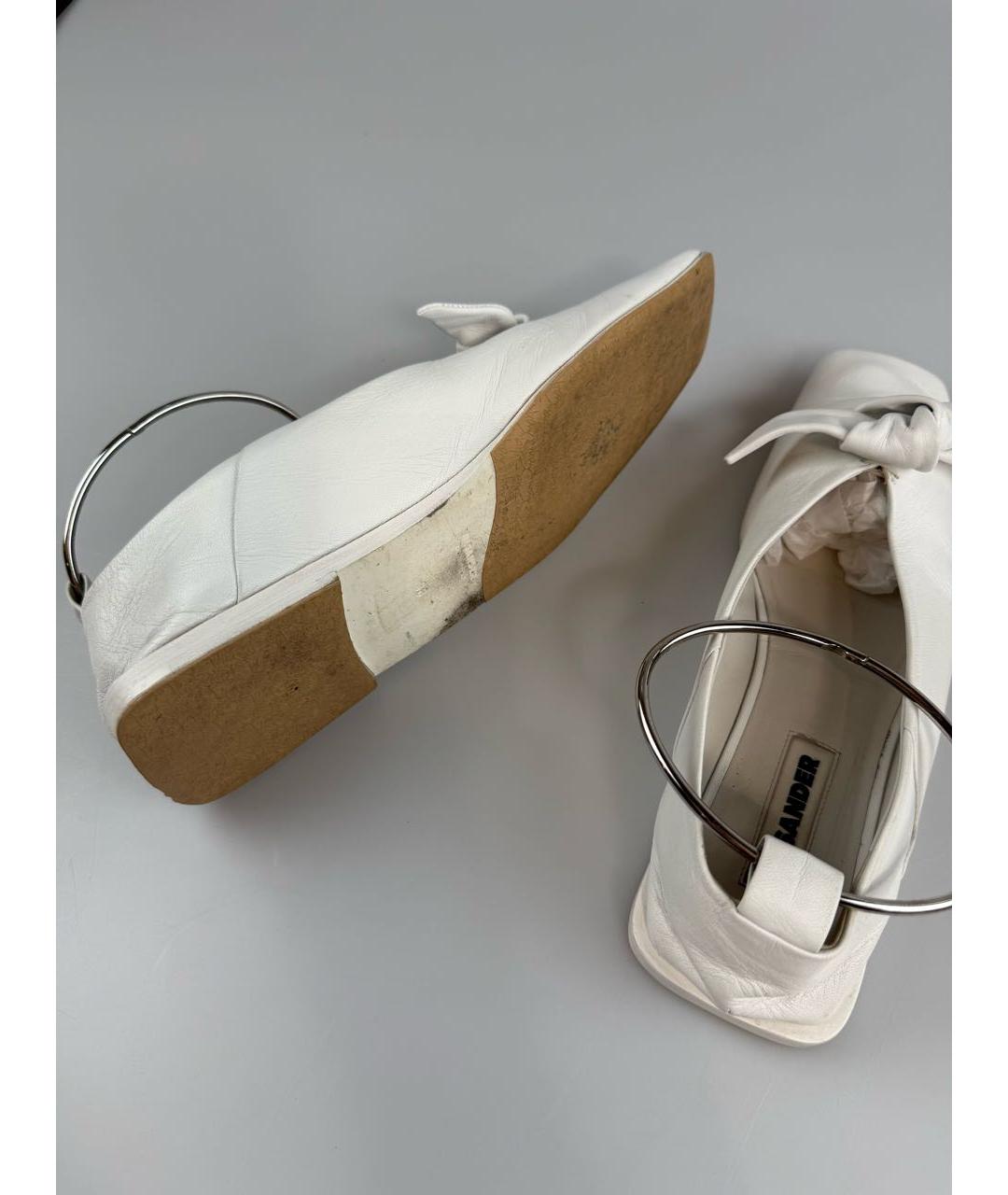 JIL SANDER Белые кожаные балетки, фото 4