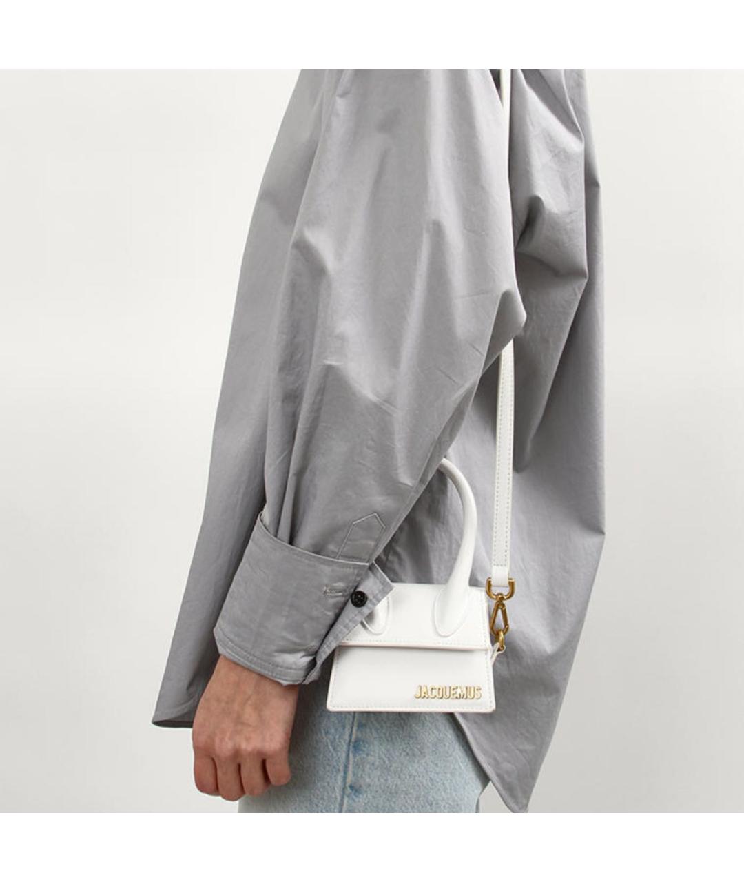 JACQUEMUS Белая сумка через плечо из искусственной кожи, фото 4