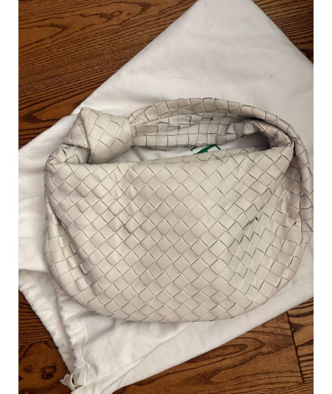BOTTEGA VENETA Белая кожаная сумка с короткими ручками, фото 5