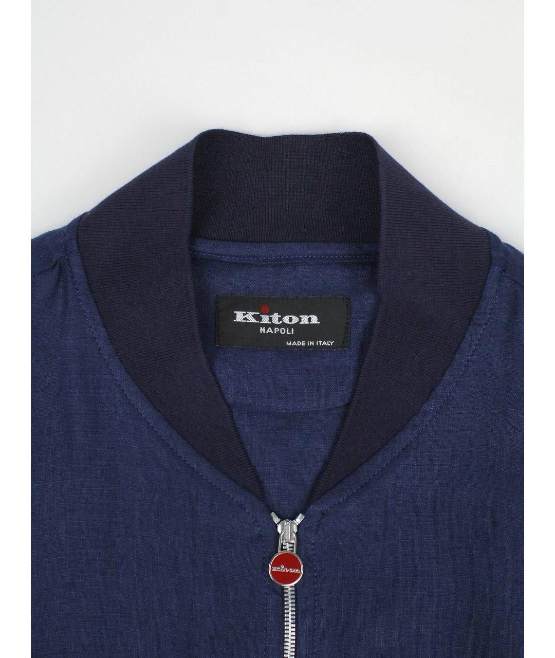 KITON Темно-синяя льняная куртка, фото 2