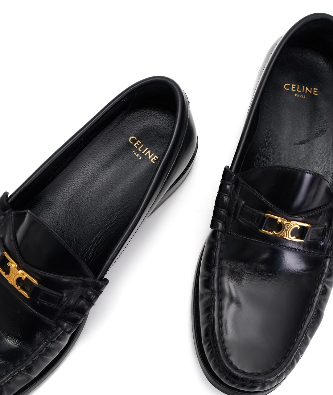 CELINE Черные кожаные лоферы, фото 5