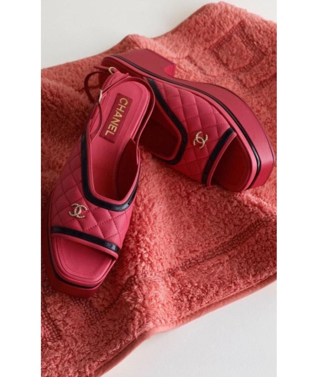 CHANEL Розовые кожаные сандалии, фото 6