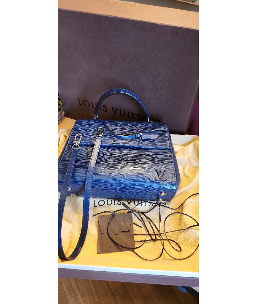 LOUIS VUITTON Синяя кожаная сумка с короткими ручками, фото 9