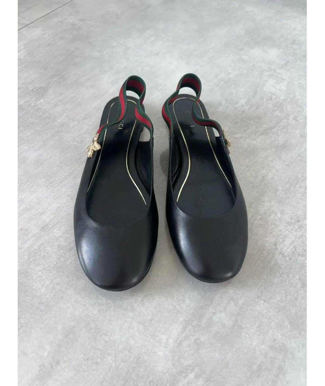 GUCCI Черные кожаные балетки, фото 2
