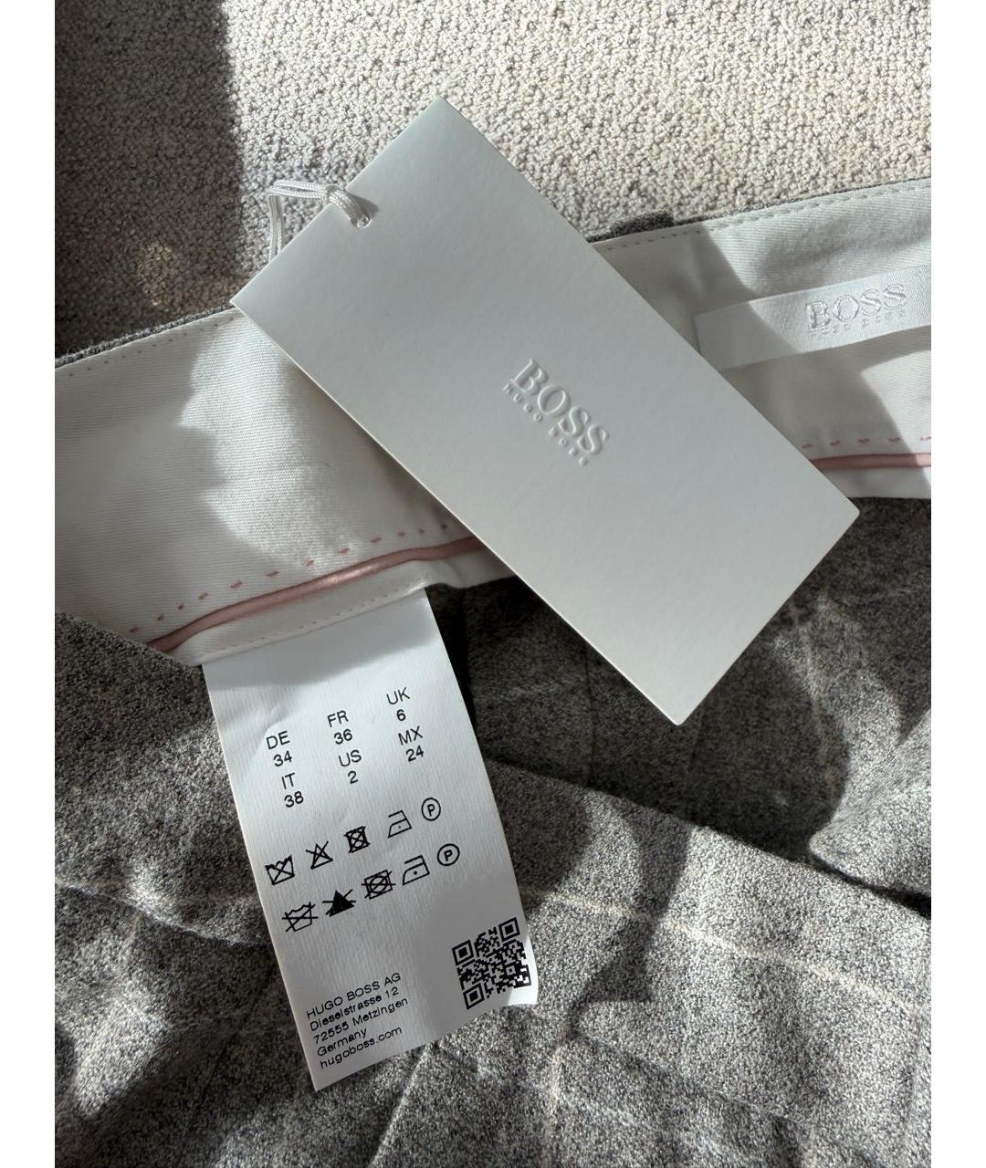 HUGO BOSS Серые хлопковые брюки узкие, фото 5