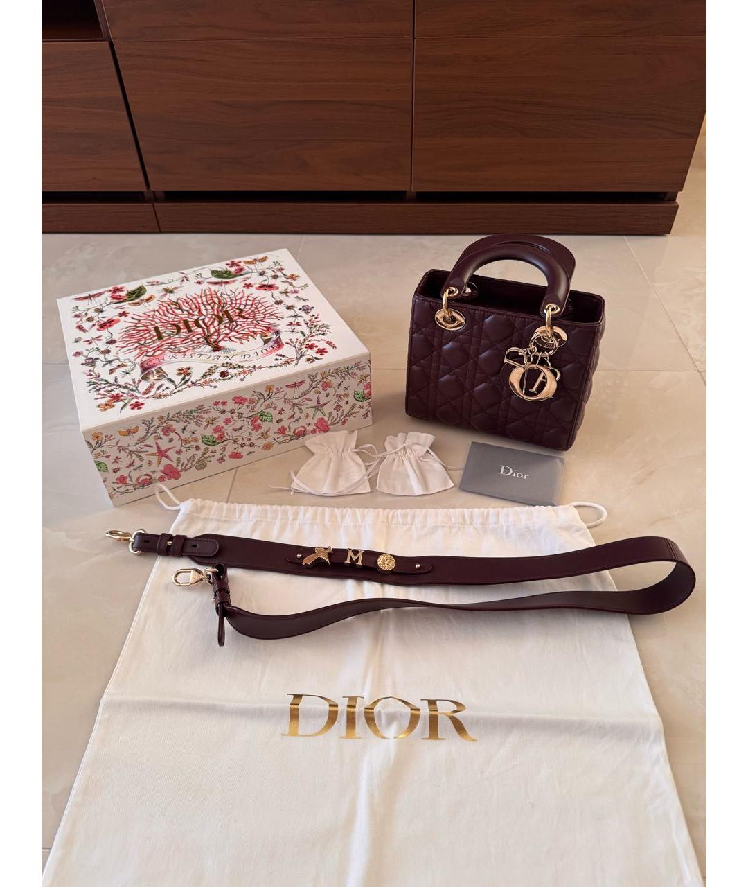 CHRISTIAN DIOR Бордовая кожаная сумка с короткими ручками, фото 2
