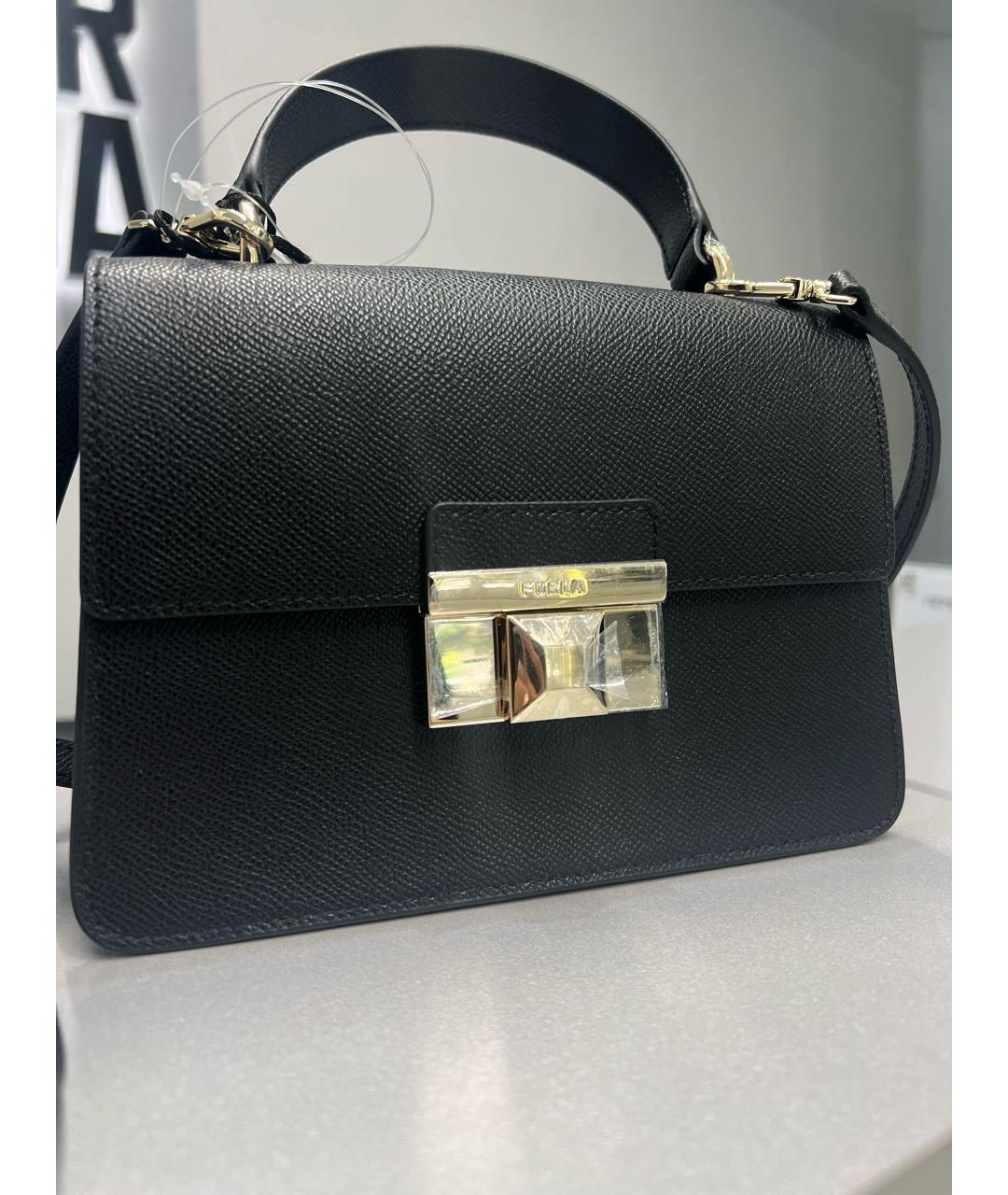 FURLA Черная кожаная сумка через плечо, фото 5