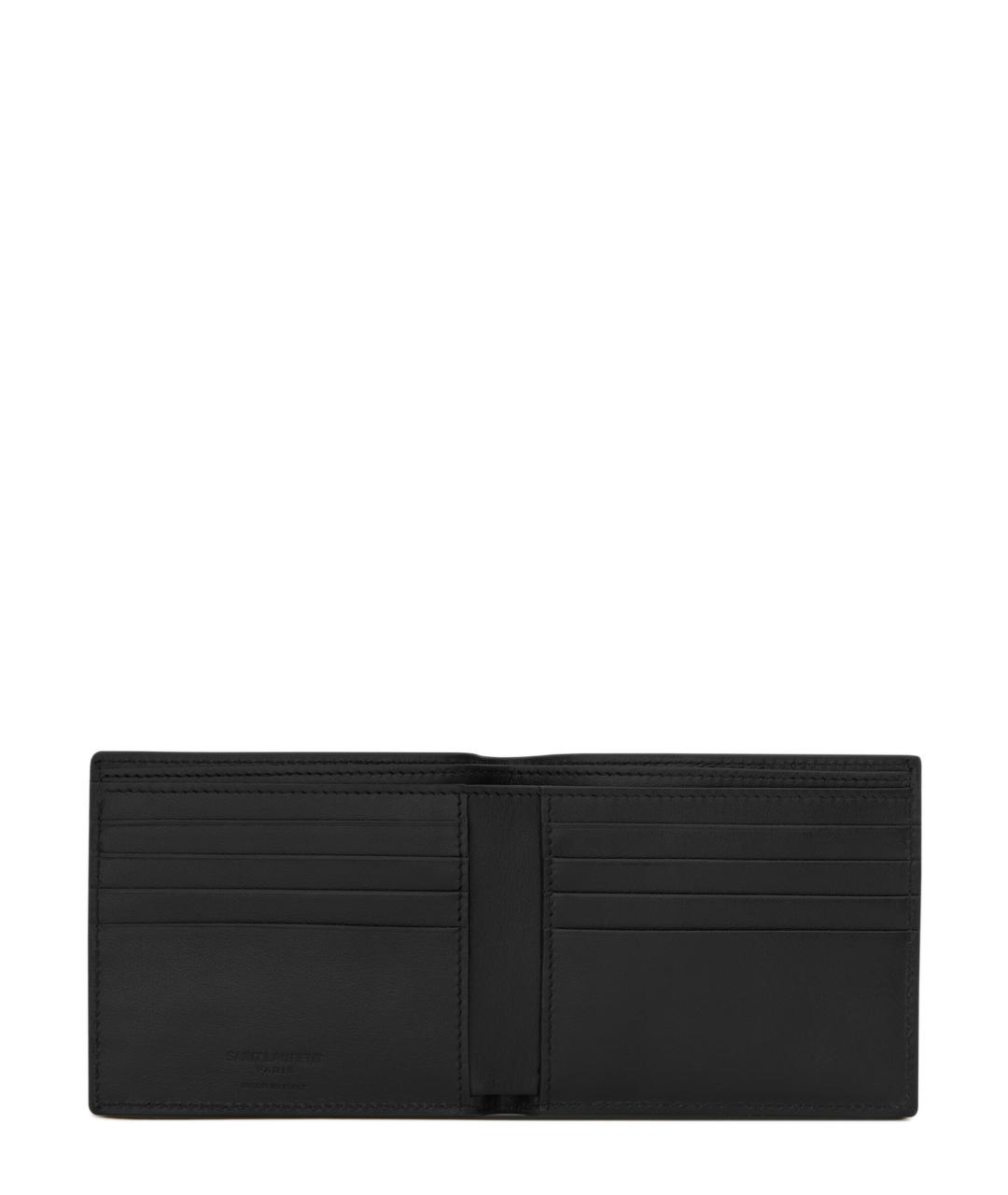 SAINT LAURENT Черный кожаный кошелек, фото 2