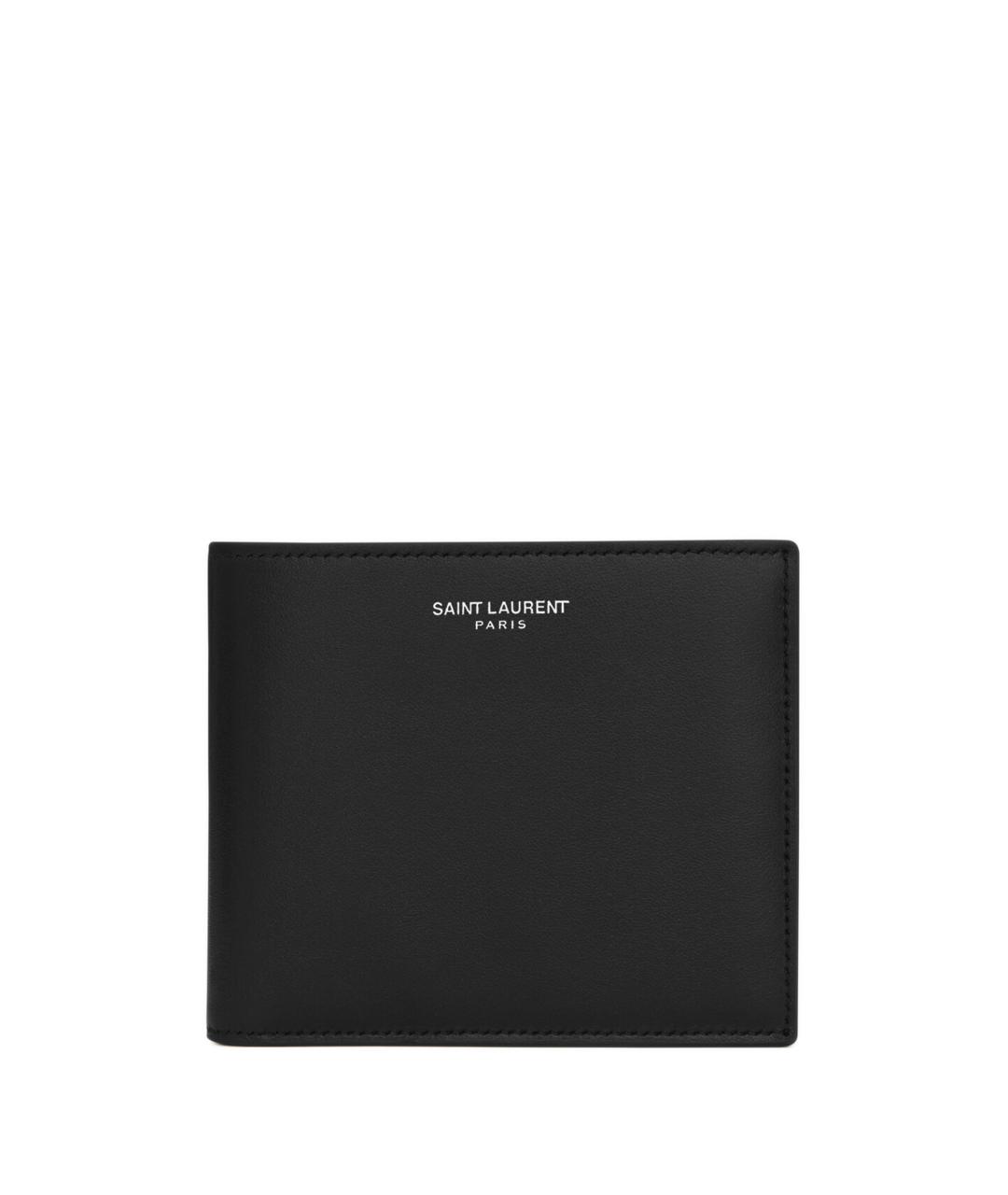 SAINT LAURENT Черный кожаный кошелек, фото 1