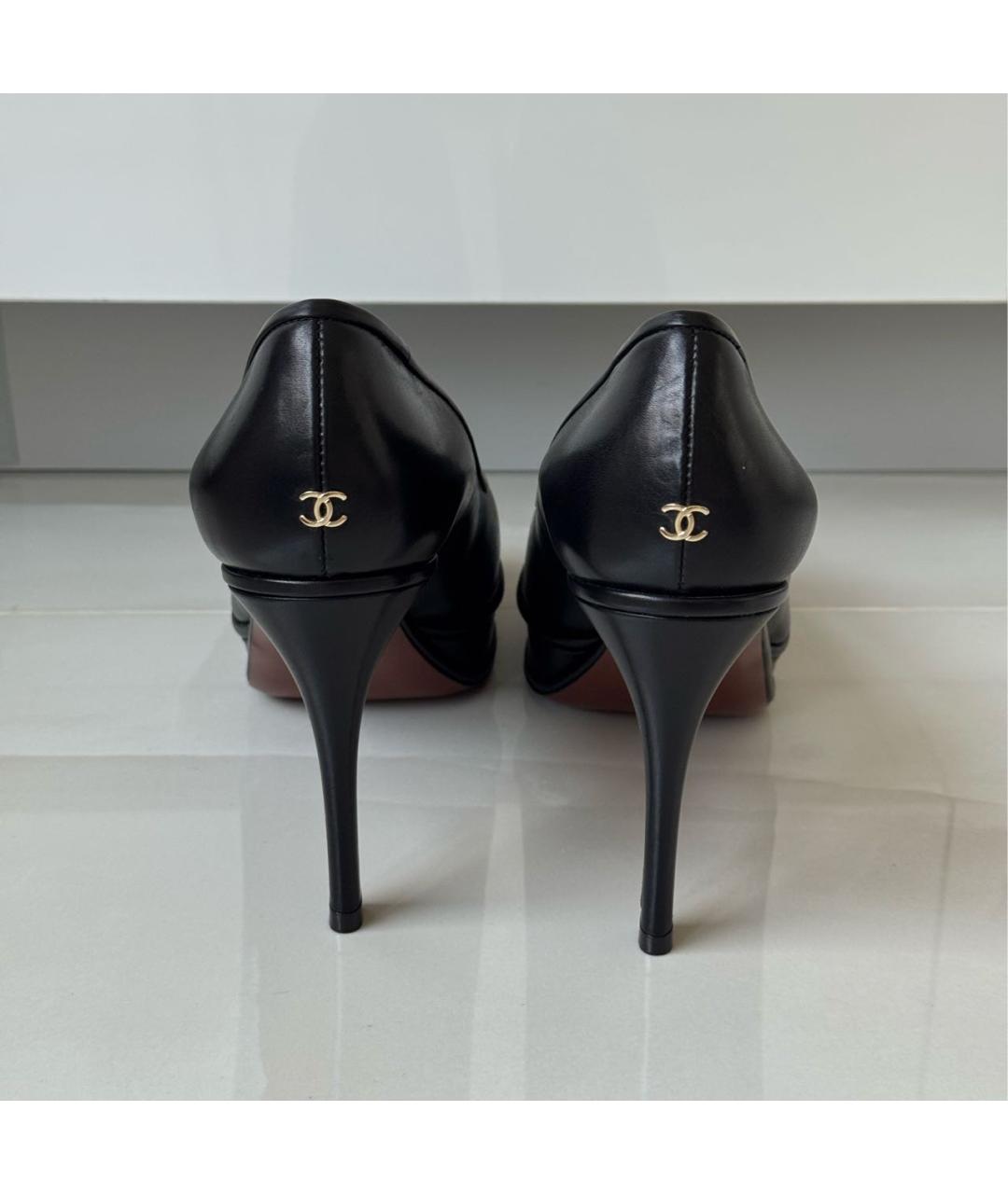 CHANEL Черные кожаные туфли, фото 4