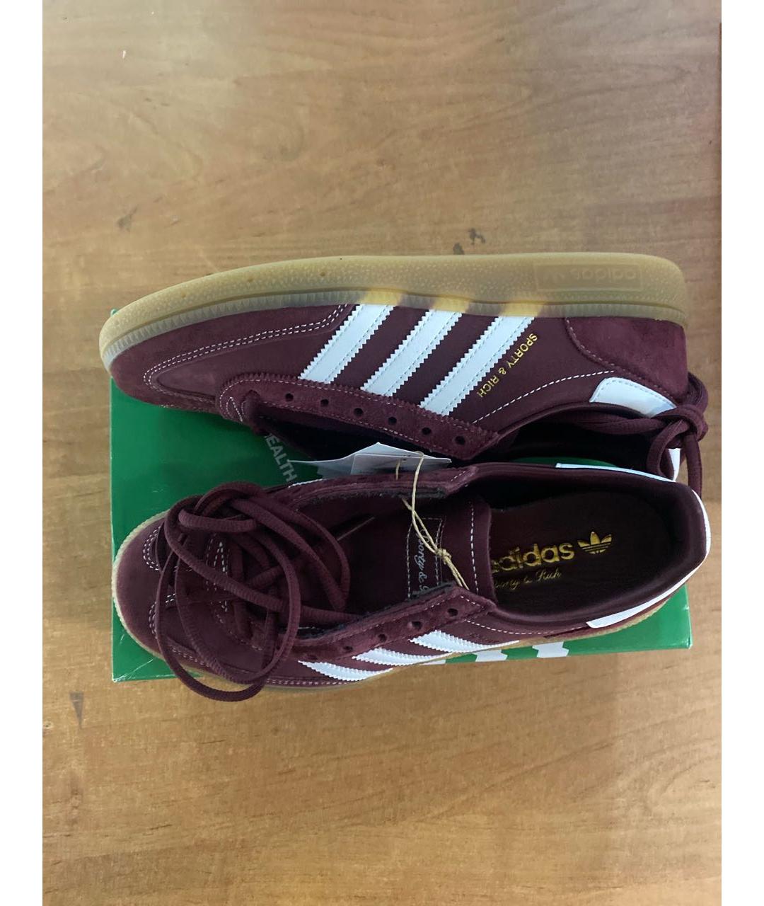 ADIDAS Бордовые замшевые кроссовки, фото 3