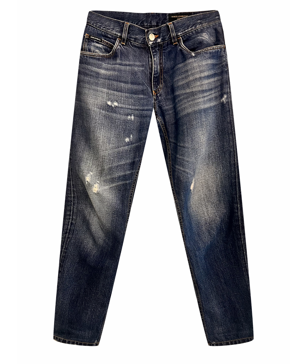 DOLCE&GABBANA Синие хлопко-лиоцелловые прямые джинсы, фото 1