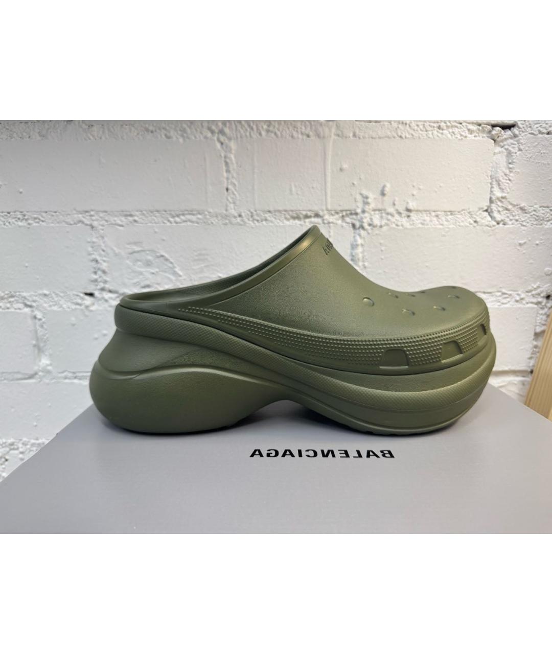 BALENCIAGA Хаки резиновые сандалии, фото 5