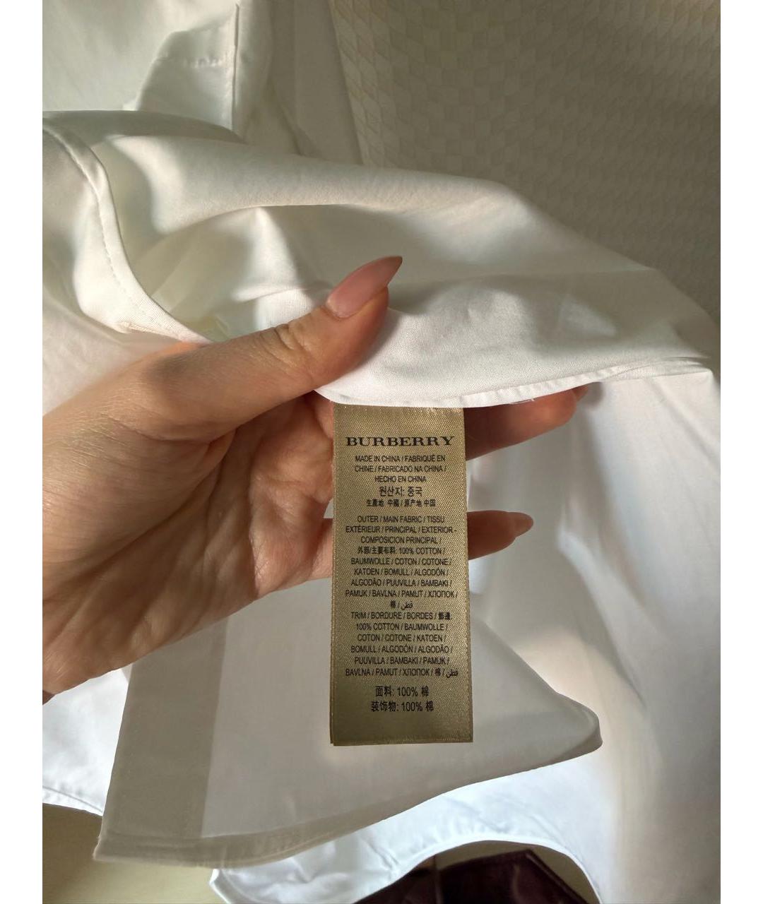 BURBERRY Белая хлопковая рубашка, фото 4