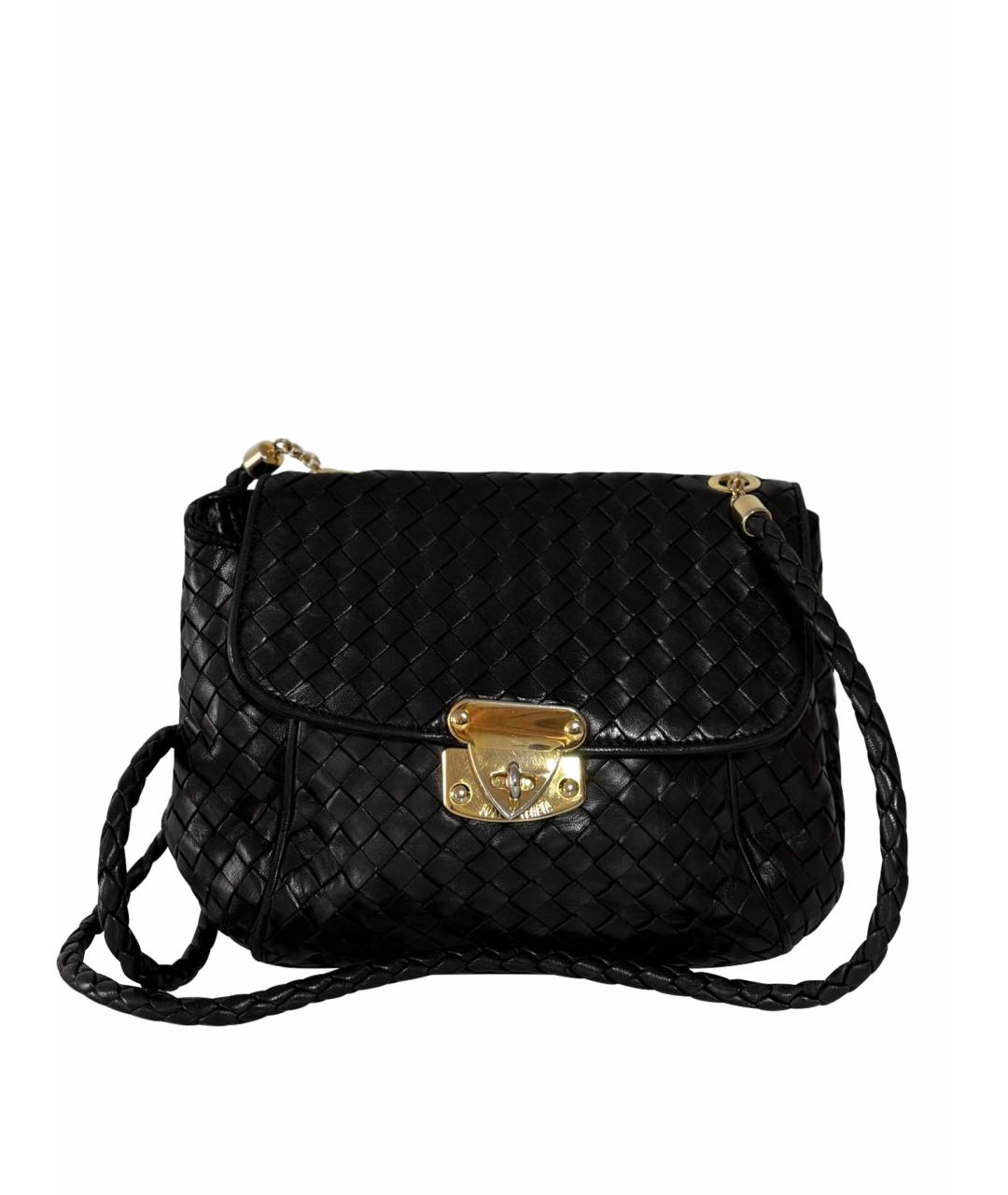BOTTEGA VENETA Черная кожаная сумка через плечо, фото 1